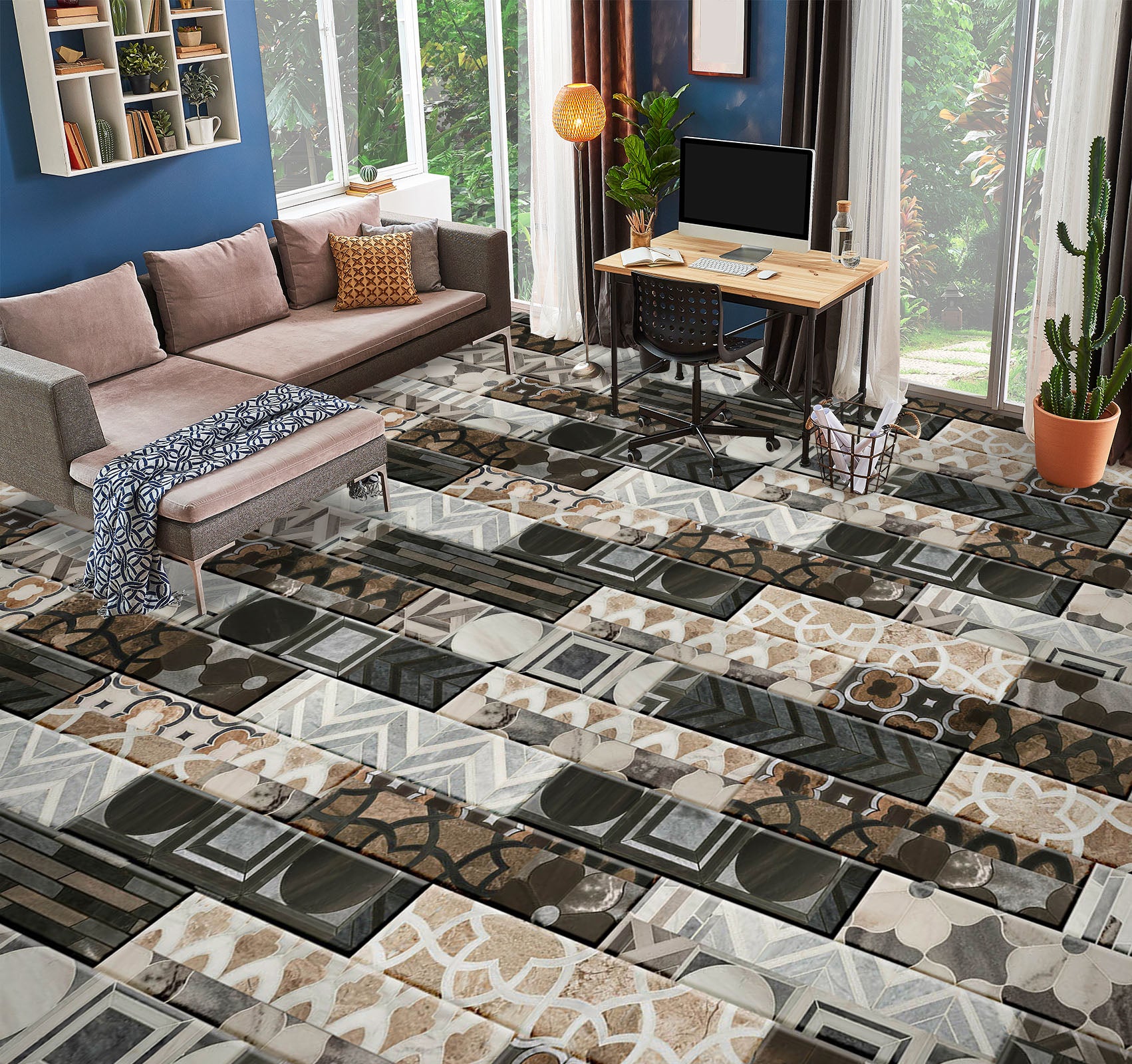 3D Complex Rectangular Pattern 965 Floor Mural  Wallpaper Murals Self-Adhesive Removable Print Epoxy