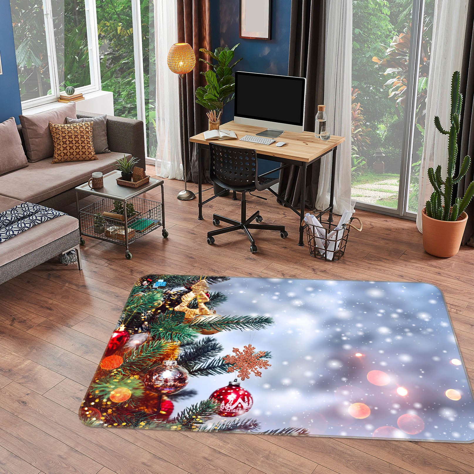 3D Snow Tree 56227 Christmas Non Slip Rug Mat Xmas
