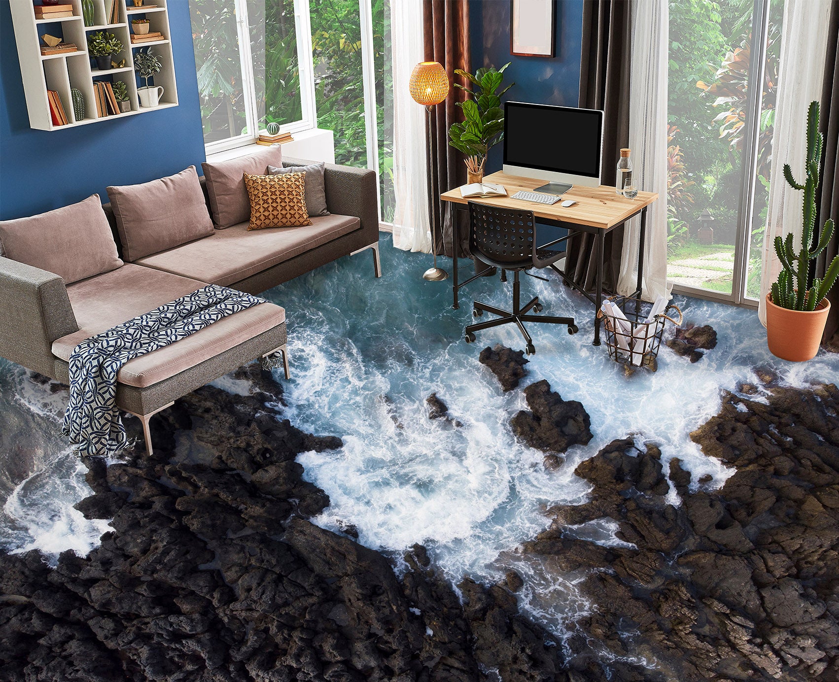 3D Black Coast Stones 271 Floor Mural  Wallpaper Murals Rug & Mat Print Epoxy waterproof bath floor