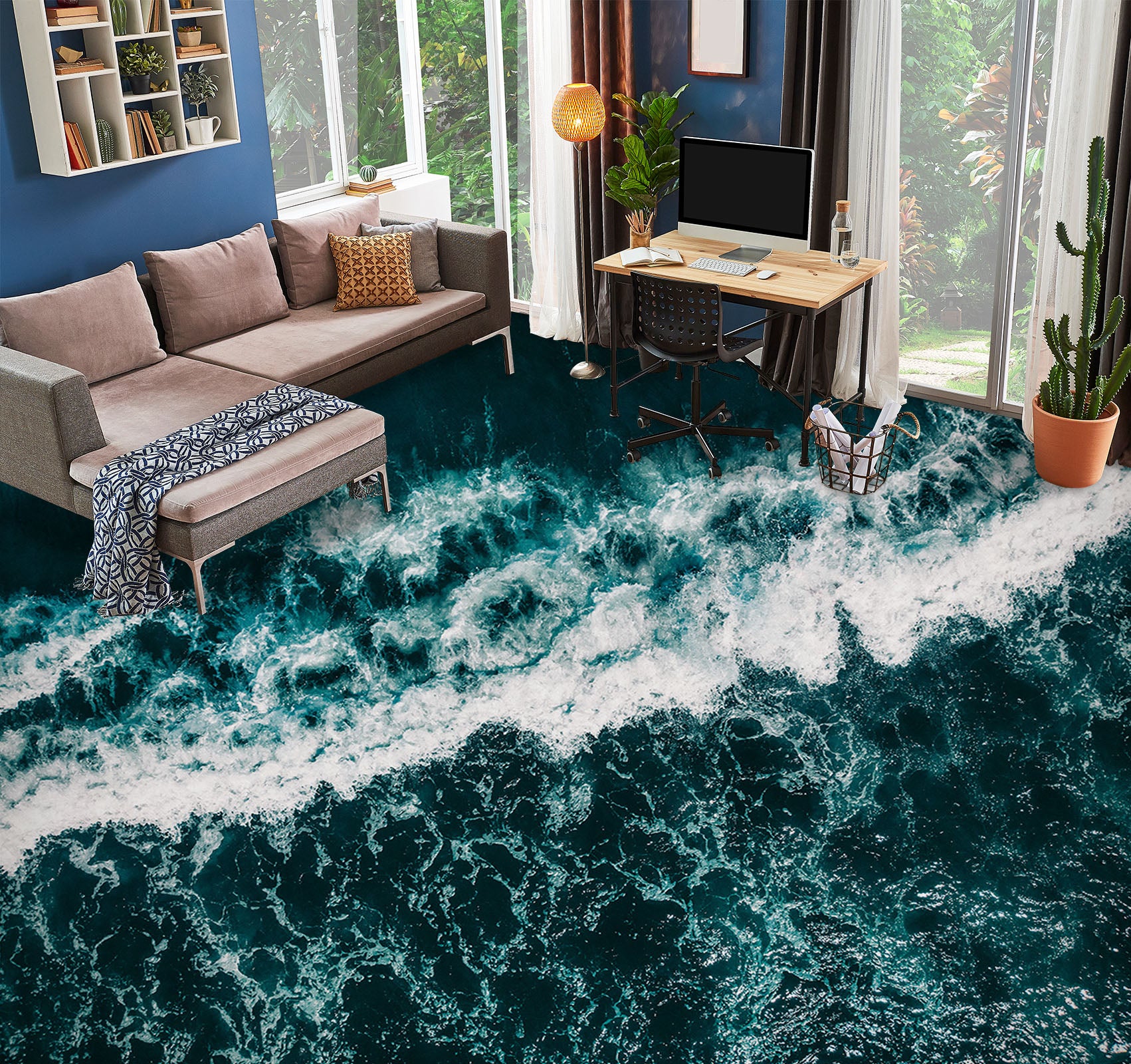 3D Wave Art Beauty 723 Floor Mural  Wallpaper Murals Rug & Mat Print Epoxy waterproof bath floor
