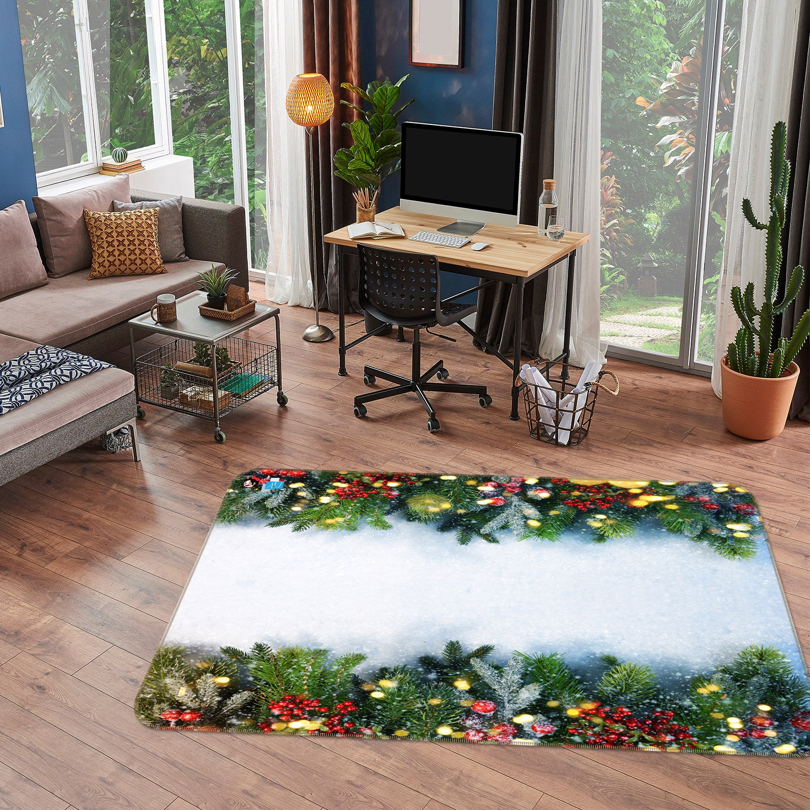 3D Up Down Branches 56232 Christmas Non Slip Rug Mat Xmas