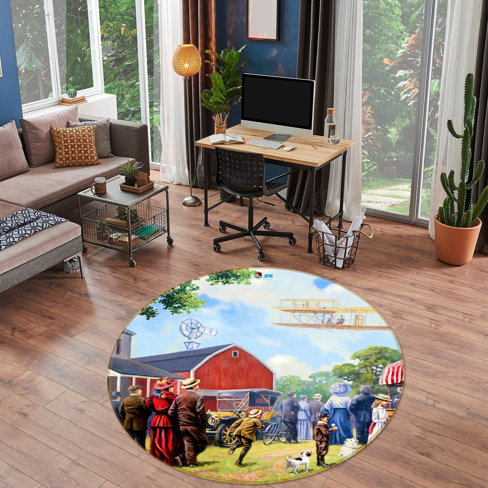 3D Lawn People 058 Kevin Walsh Rug Round Non Slip Rug Mat