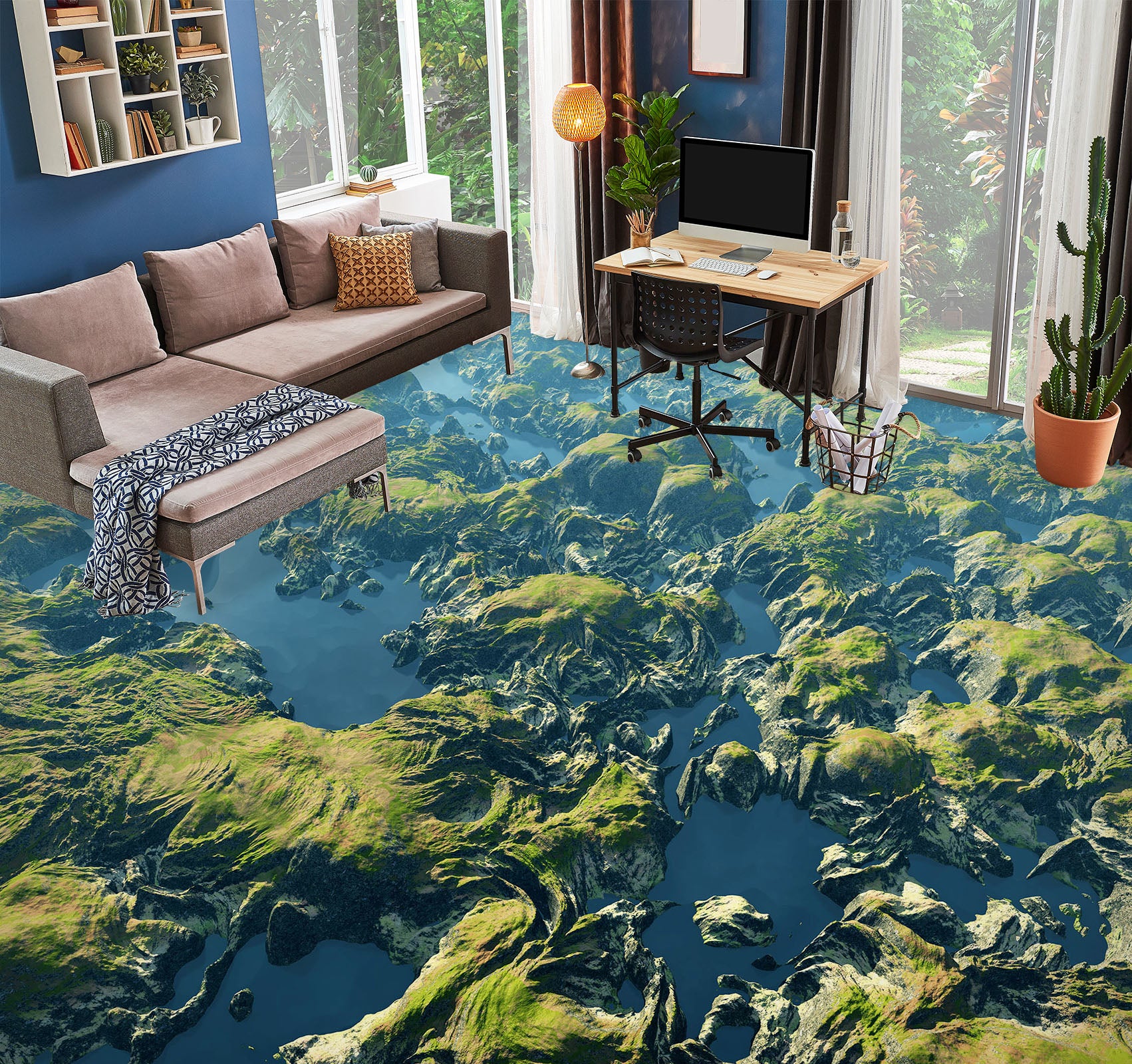 3D Green Distribution 012 Floor Mural  Wallpaper Murals Rug & Mat Print Epoxy waterproof bath floor