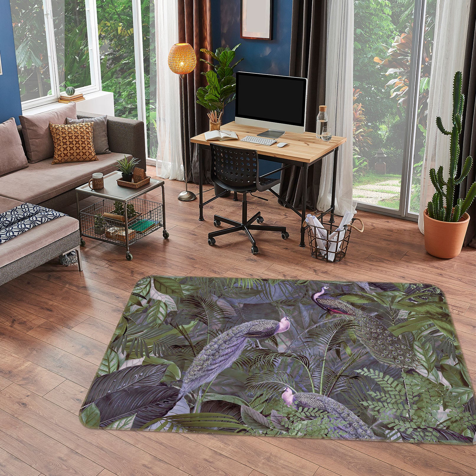3D Forest Peacock 1012 Andrea haase Rug Non Slip Rug Mat