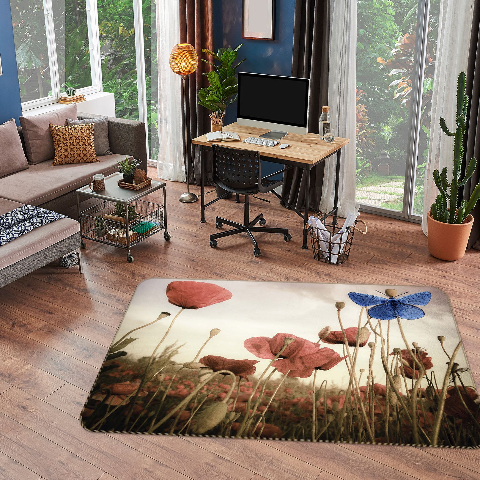3D Butterfly Flower 1141 Marco Carmassi Rug Non Slip Rug Mat