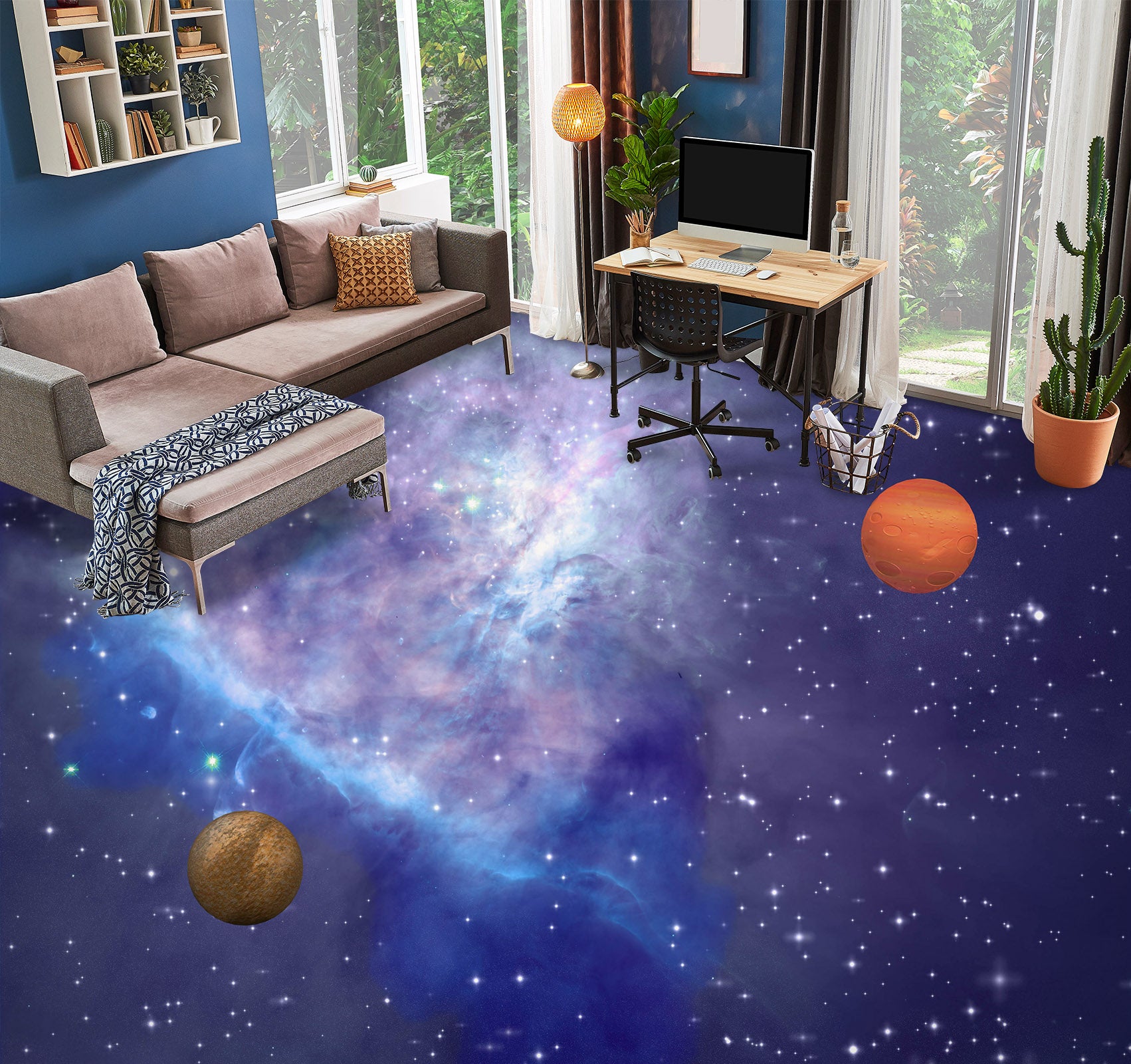 3D Purple Universe 020 Floor Mural  Wallpaper Murals Rug & Mat Print Epoxy waterproof bath floor