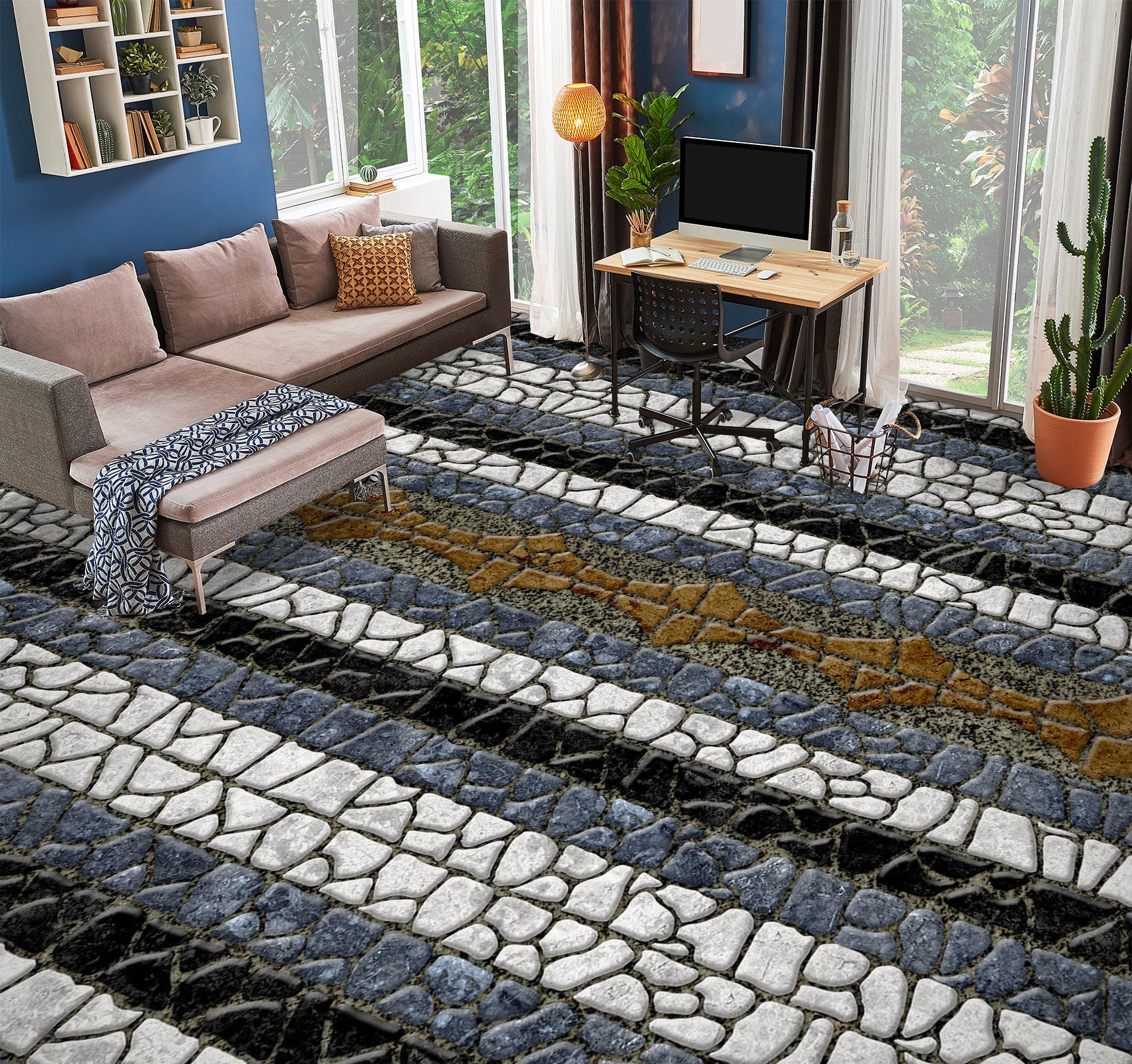 3D Four-color Stones 912 Floor Mural  Wallpaper Murals Rug & Mat Print Epoxy waterproof bath floor