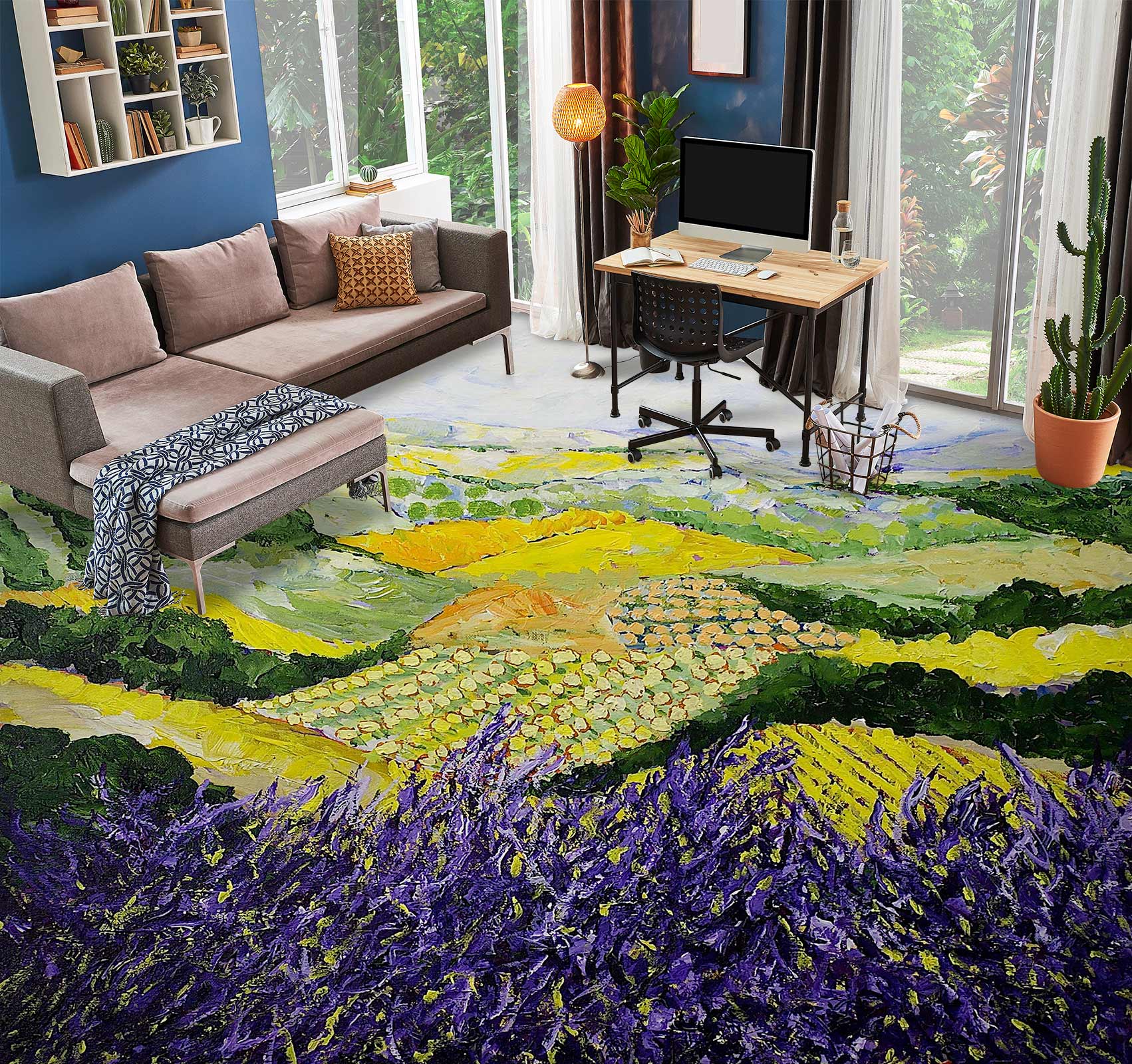 3D Field Purple Flowers 9526 Allan P. Friedlander Floor Mural  Wallpaper Murals Self-Adhesive Removable Print Epoxy