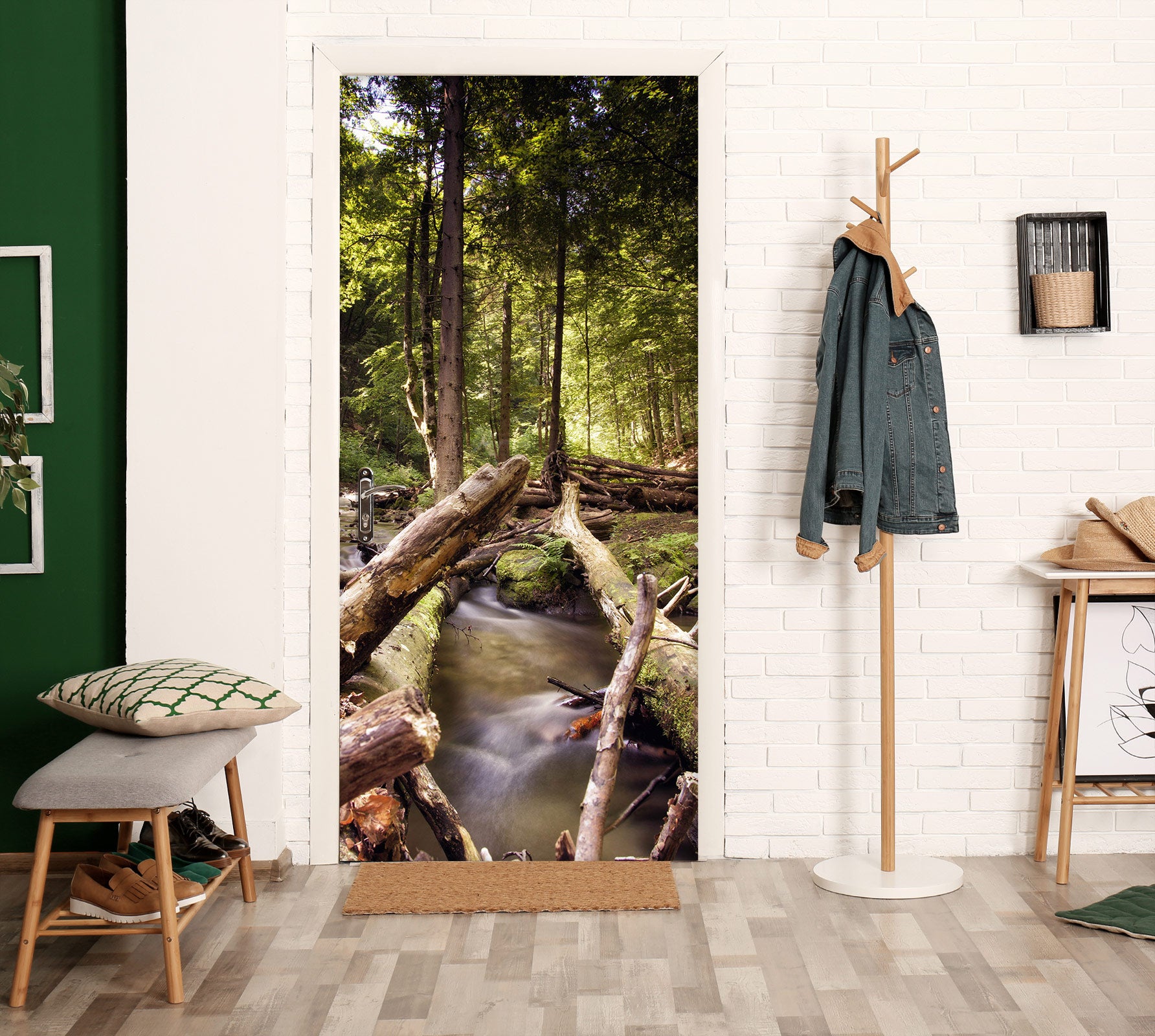 3D Forest Trunk 002 Door Mural