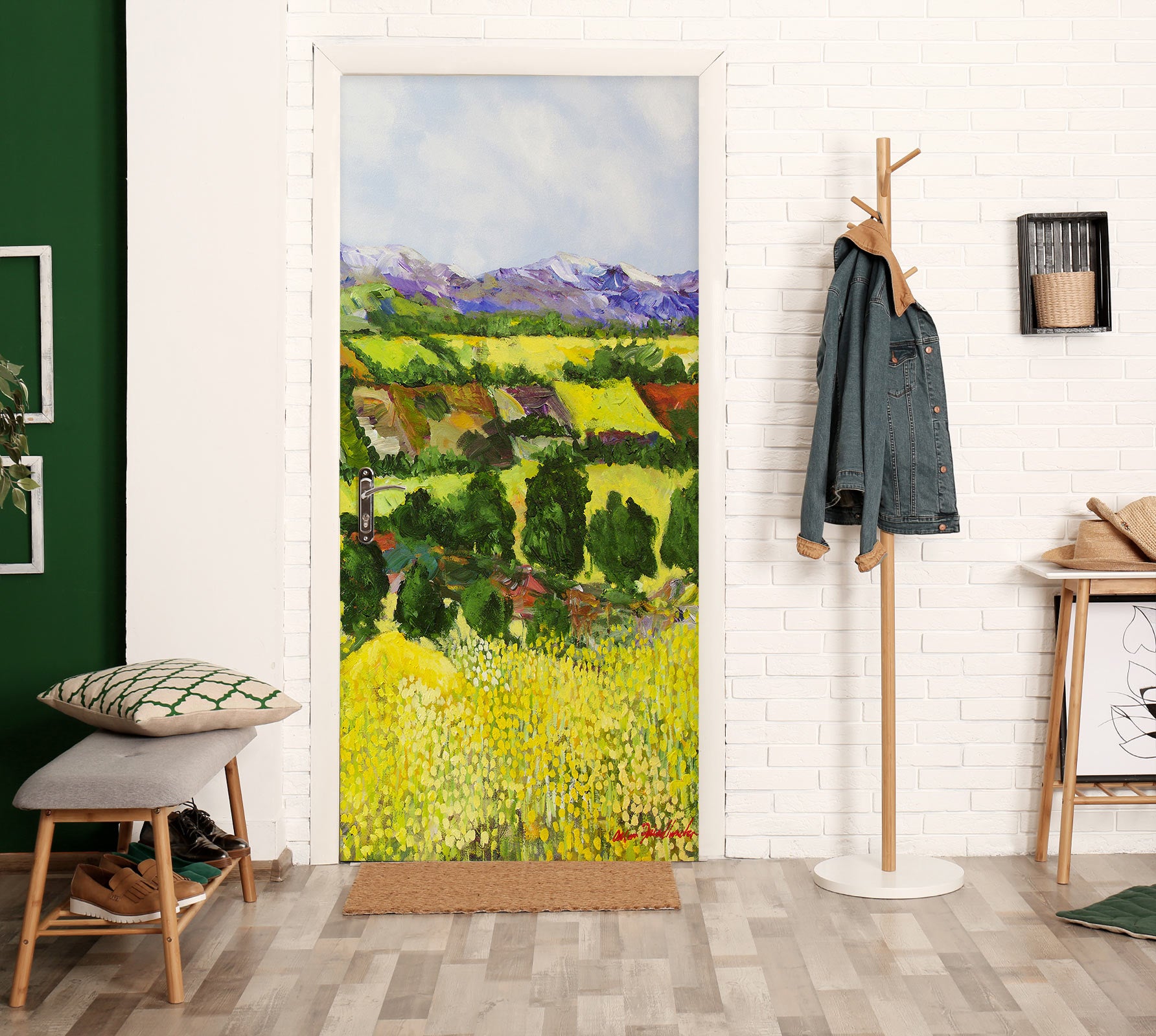 3D Yellow Grass Forest Painting 93131 Allan P. Friedlander Door Mural