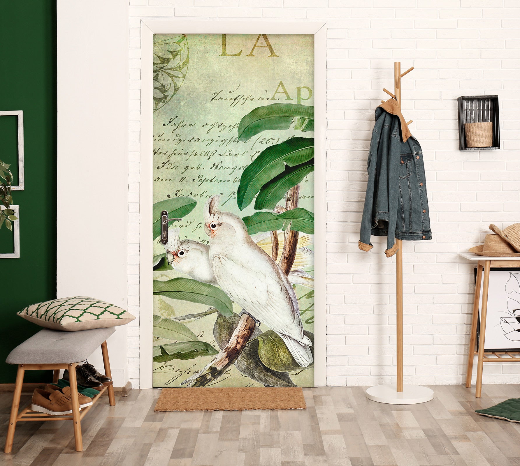 3D White Parrot 11915 Andrea Haase Door Mural