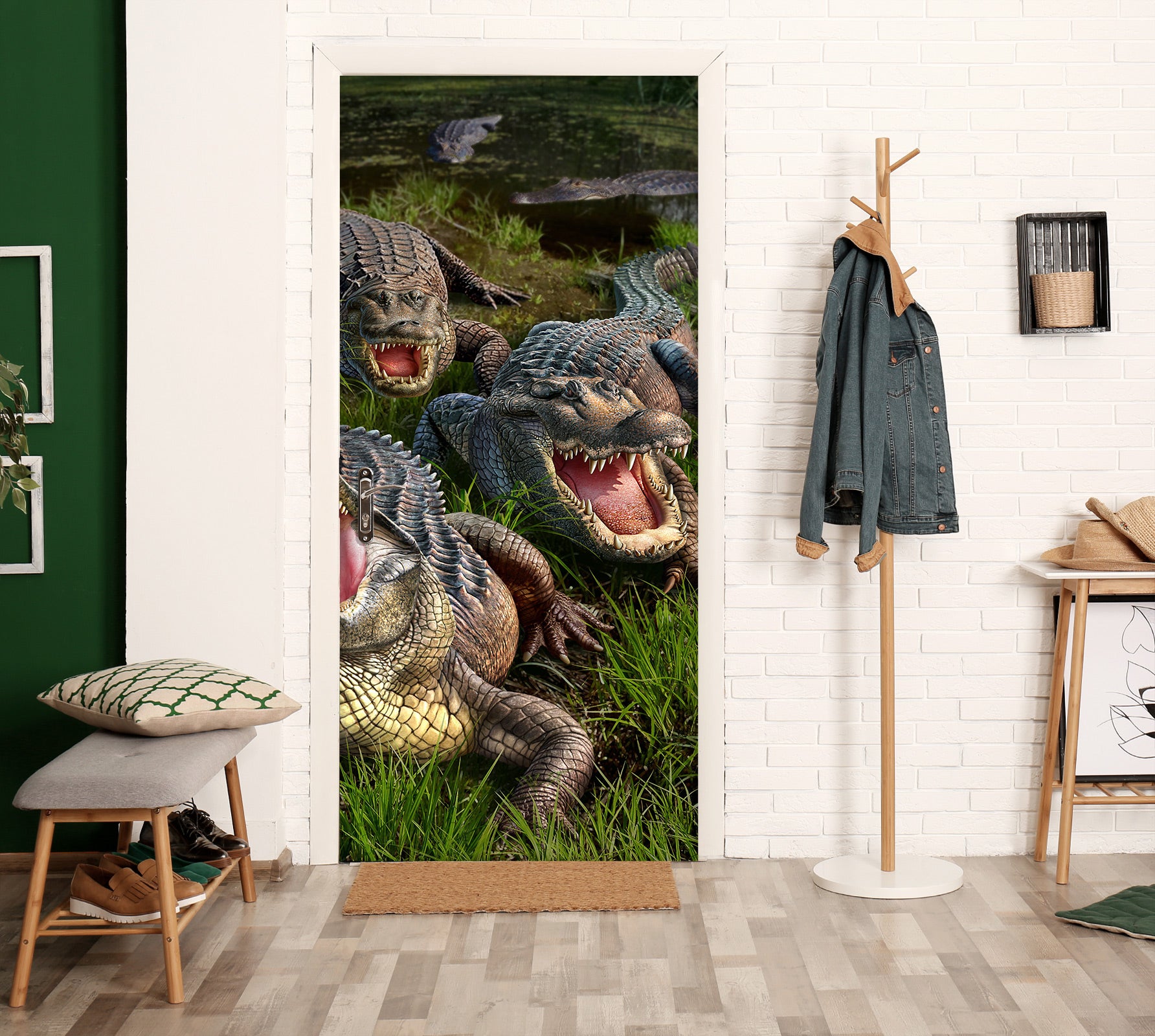 3D Grass Crocodile 112111 Jerry LoFaro Door Mural
