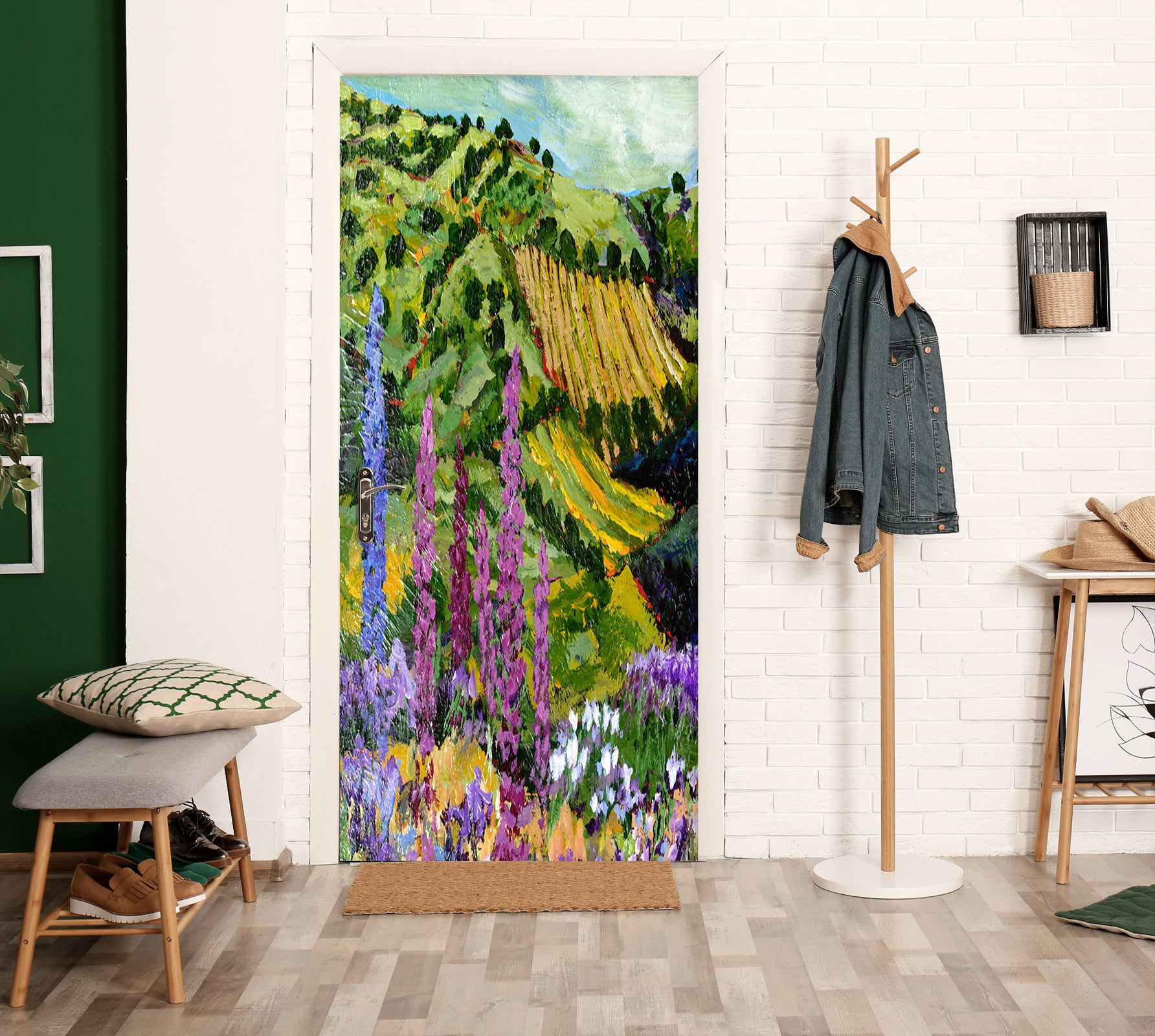 3D Purple Flowers Field Hillside 9324 Allan P. Friedlander Door Mural