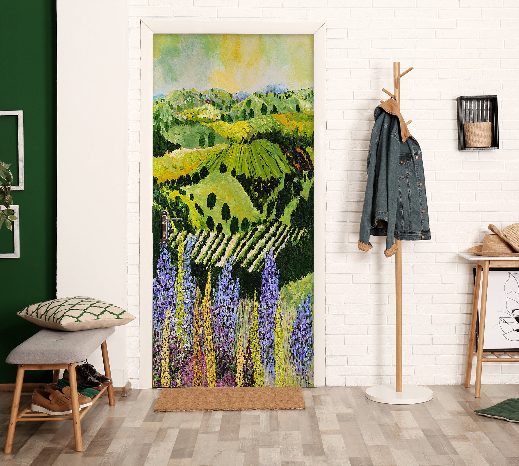 3D Field Green Hillside Meadow 9332 Allan P. Friedlander Door Mural