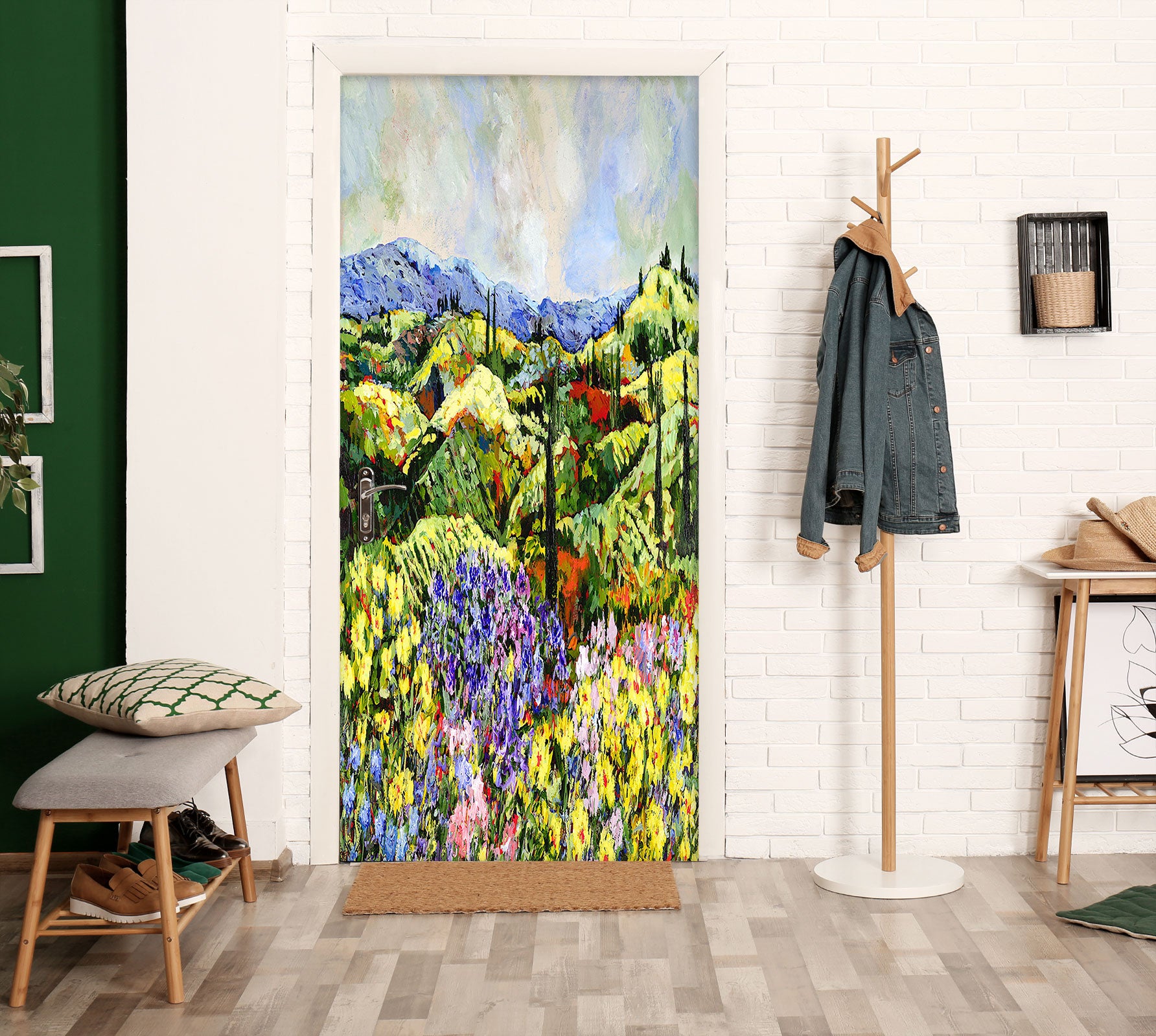 3D Hillside Colorful Flowers 9334 Allan P. Friedlander Door Mural
