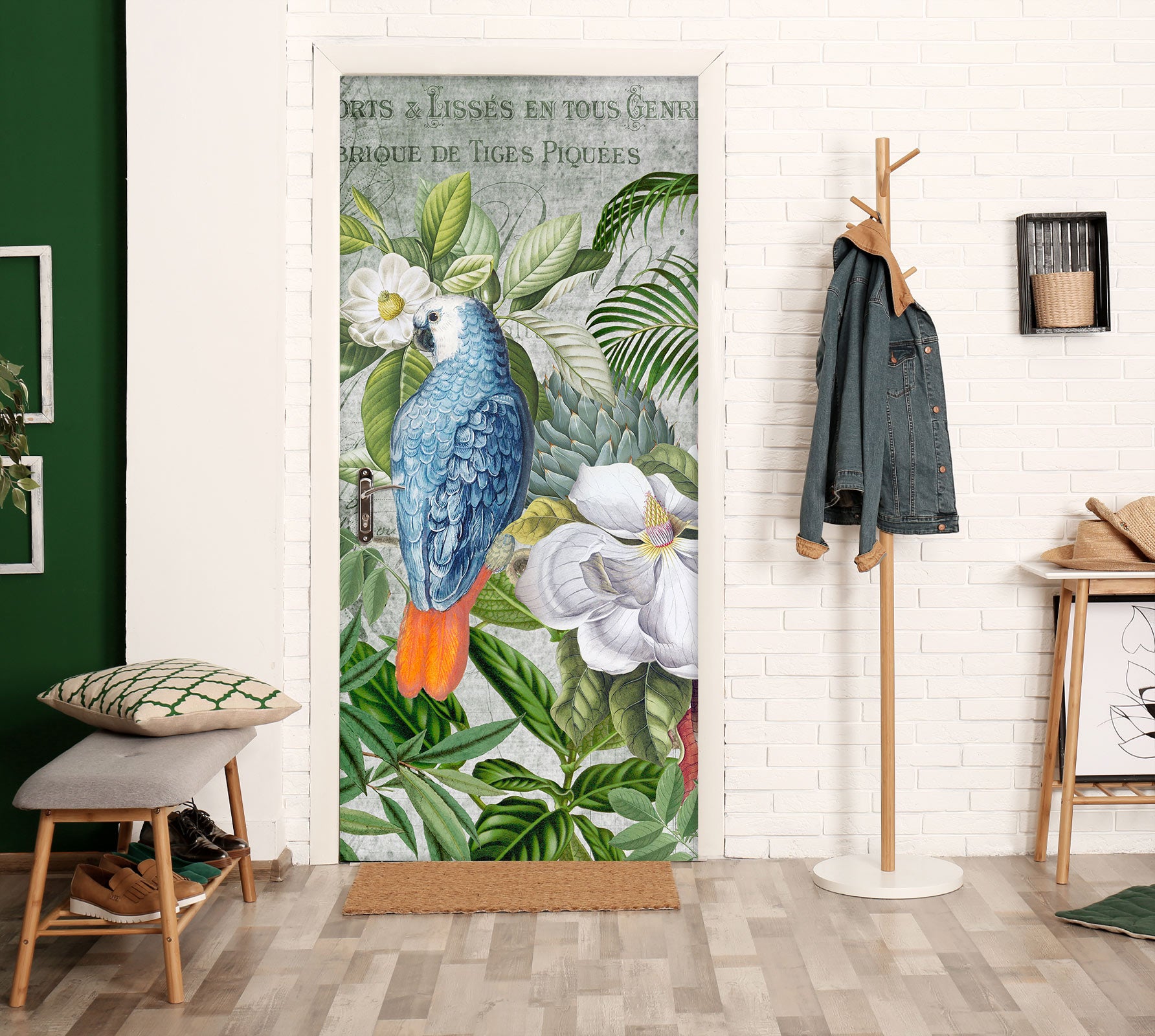 3D White Flowers Leaf Clump 11923 Andrea Haase Door Mural