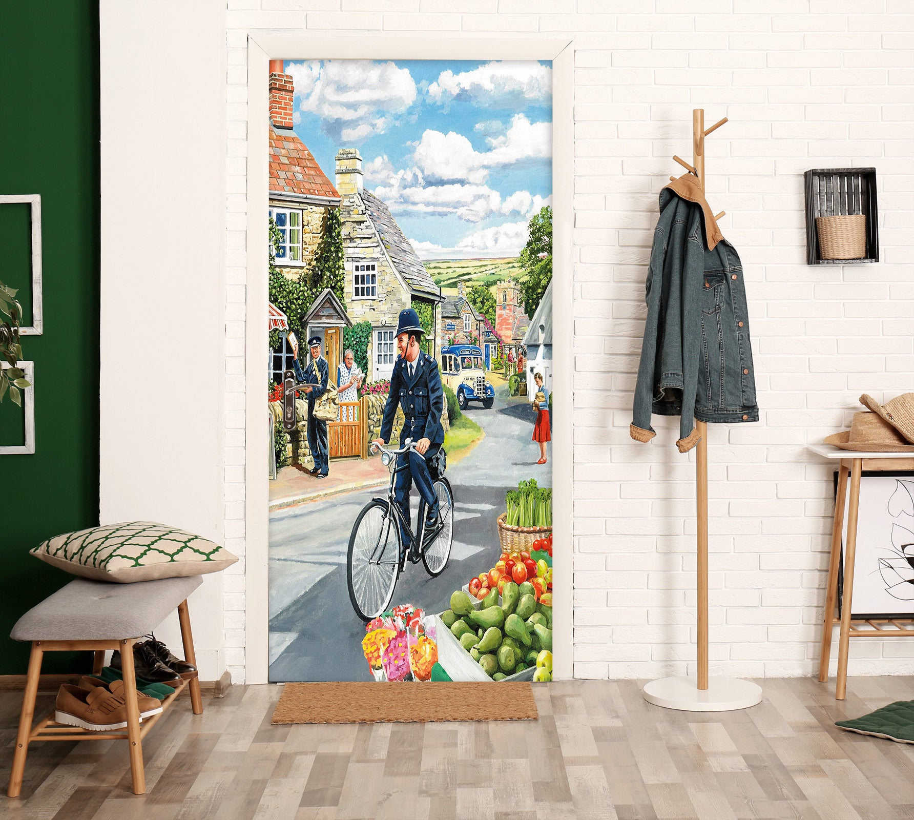 3D Village Street Fruit Stand 103192 Trevor Mitchell Door Mural