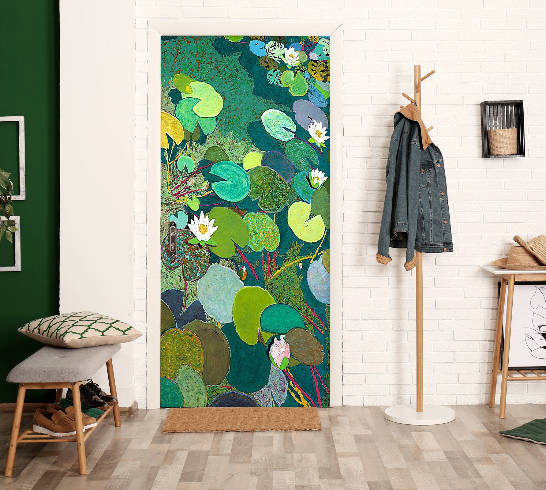 3D Lotus Pond Pattern 93159 Allan P. Friedlander Door Mural