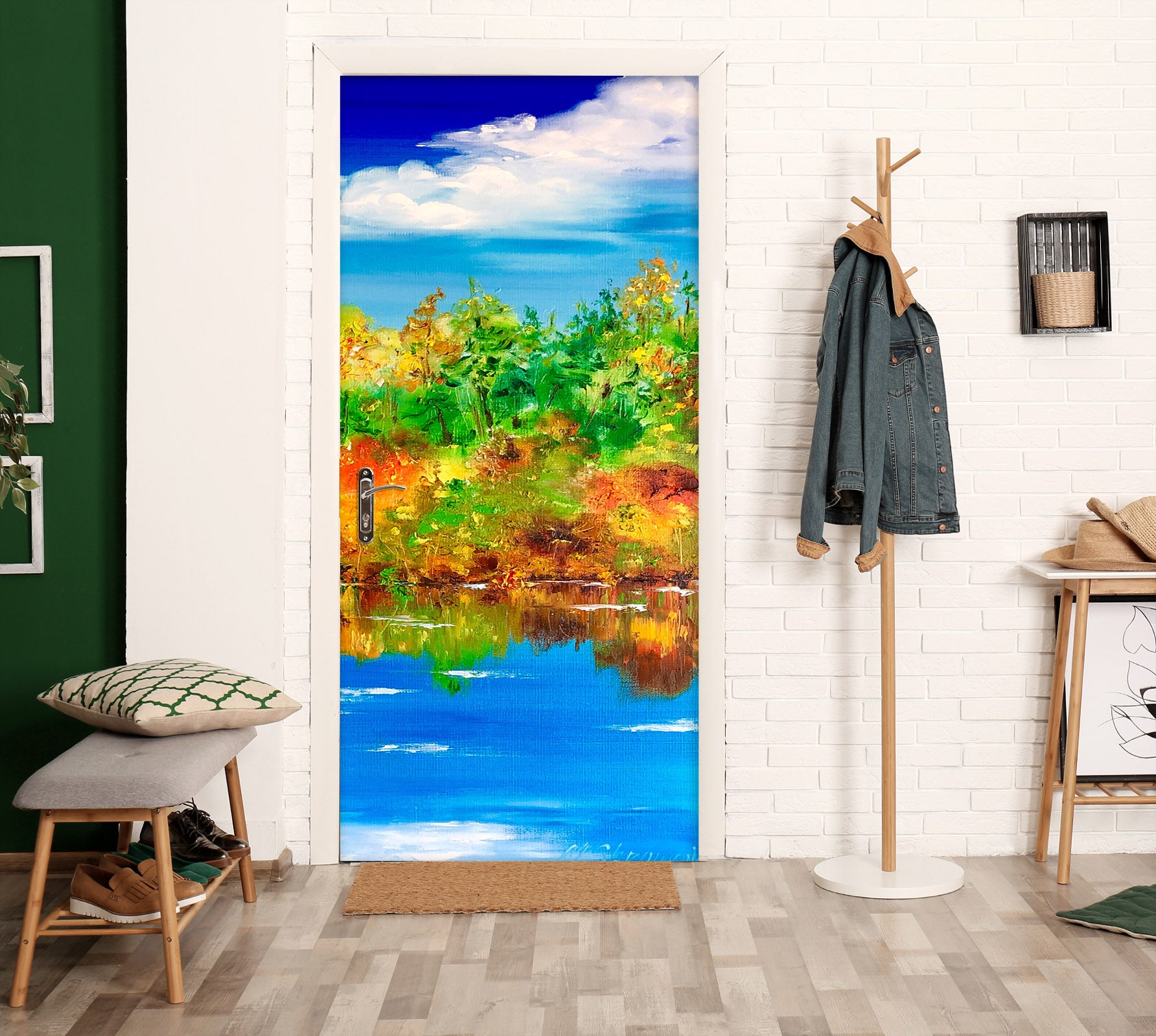 3D Forest Lake 3278 Skromova Marina Door Mural