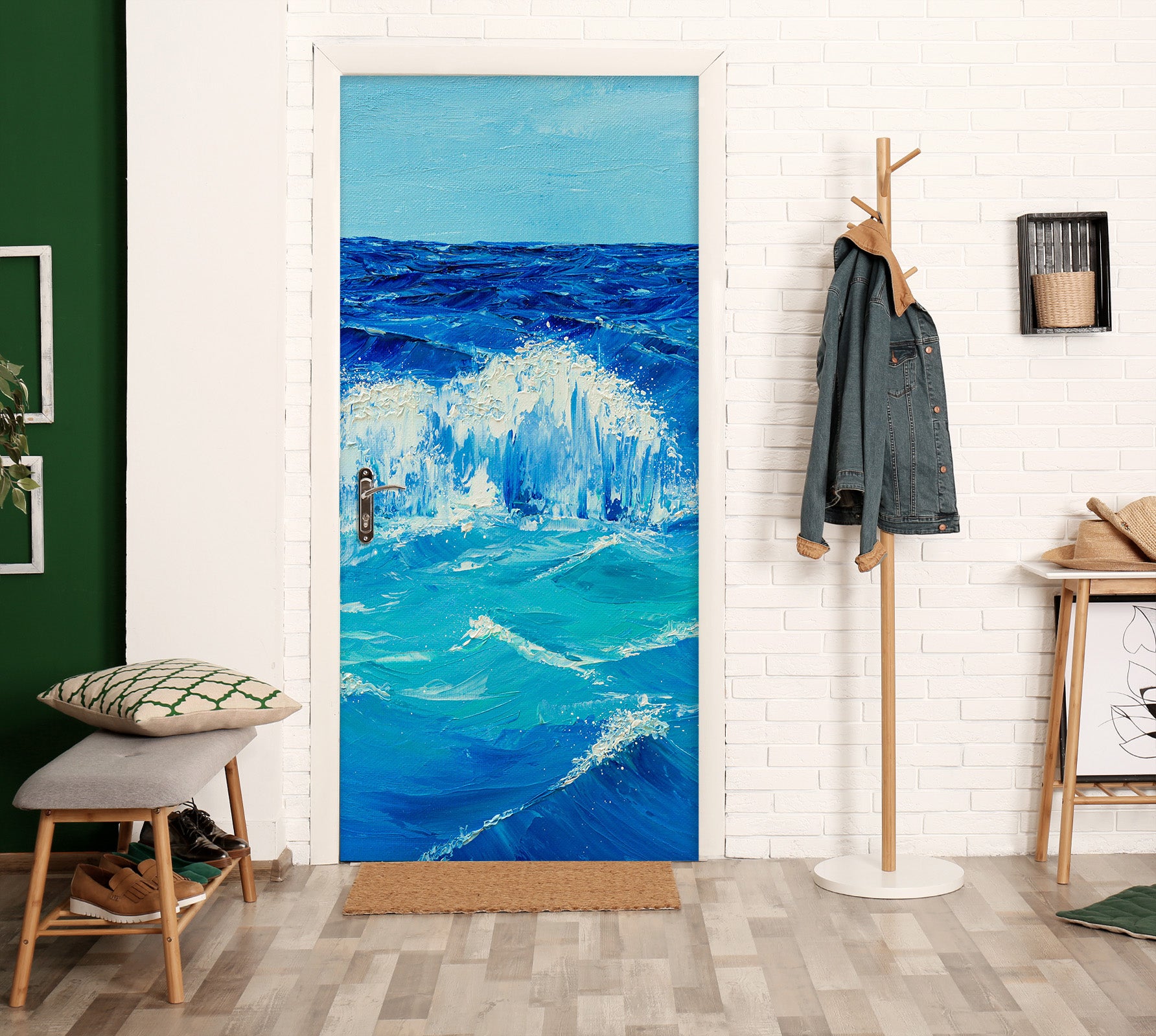 3D Blue Ocean Waves 9427 Marina Zotova Door Mural