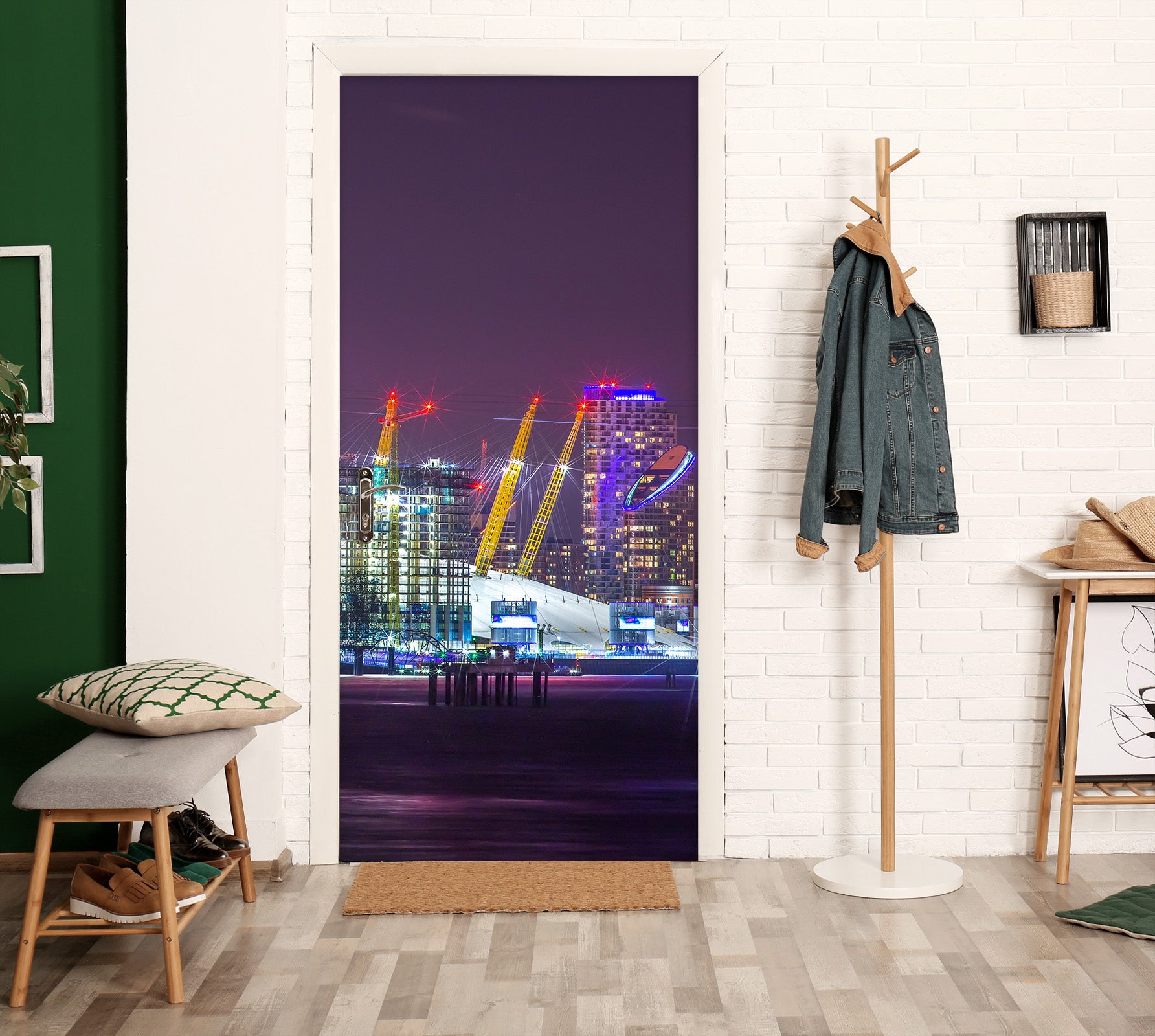3D Night City Color Building 106154 Assaf Frank Door Mural