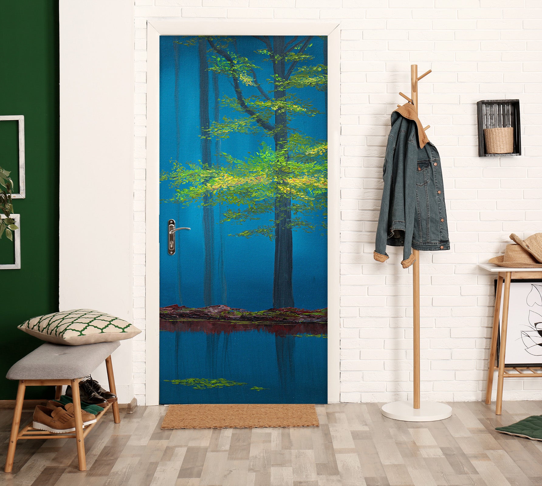 3D Night Tree Pattern 9436 Marina Zotova Door Mural
