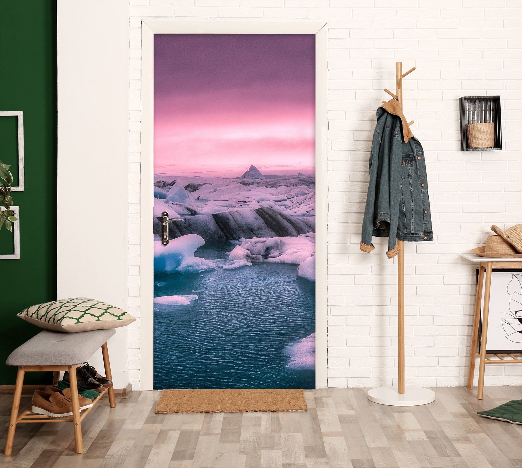 3D Sunset Iceberg 119206 Marco Carmassi Door Mural