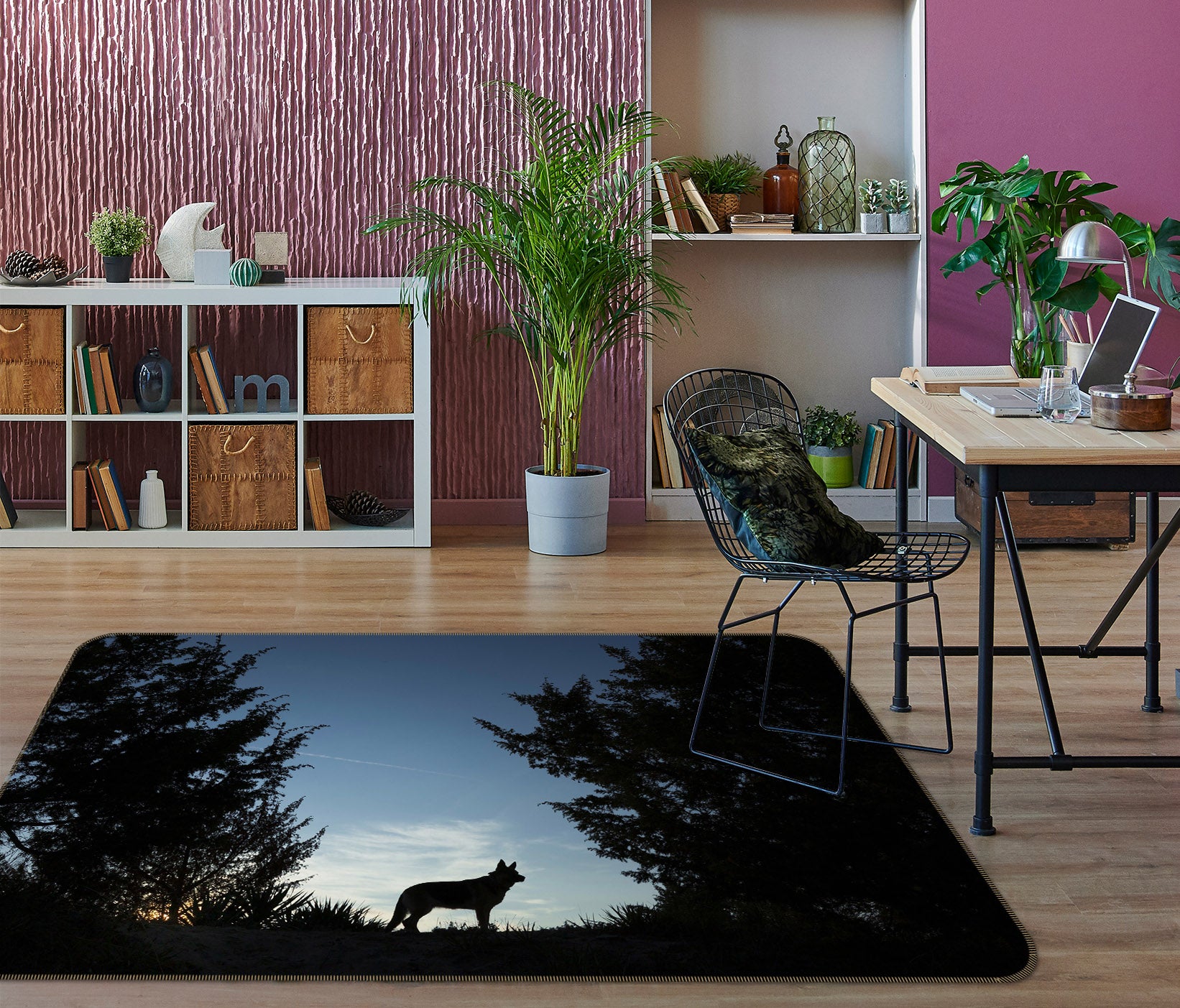 3D Forest Black Wolf 042 Animal Non Slip Rug Mat