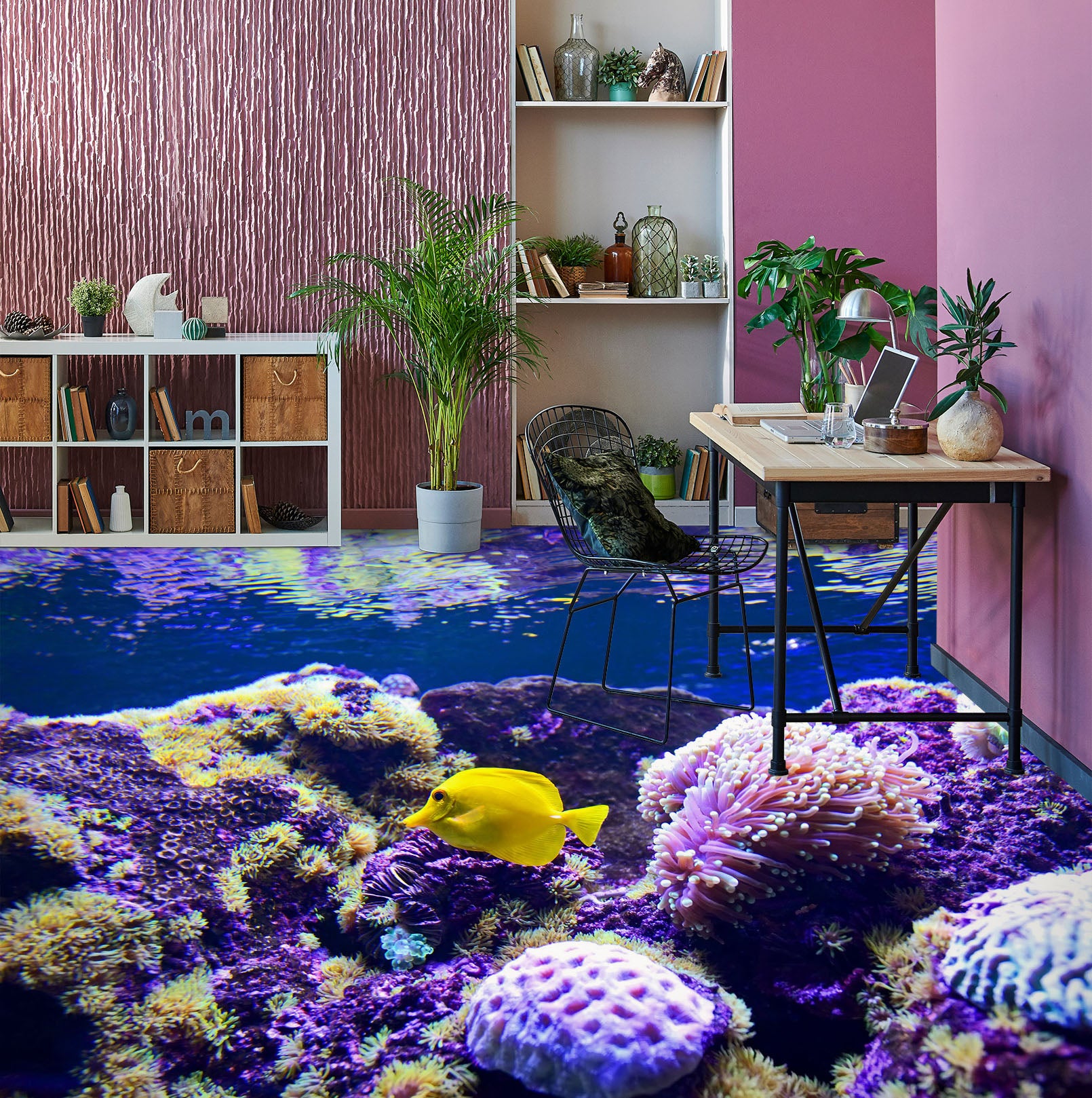 3D Dreamy Purple Coral 1451 Floor Mural  Wallpaper Murals Self-Adhesive Removable Print Epoxy