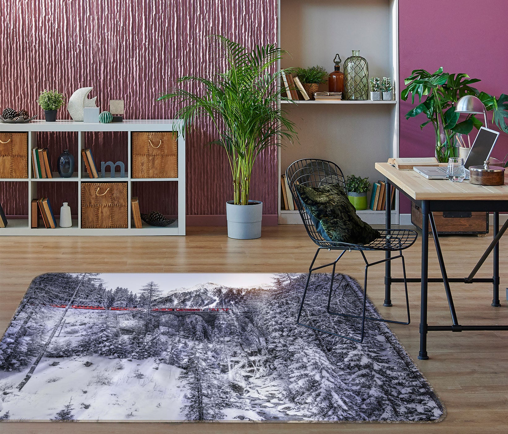 3D Heavy Snow Forest 1096 Marco Carmassi Rug Non Slip Rug Mat