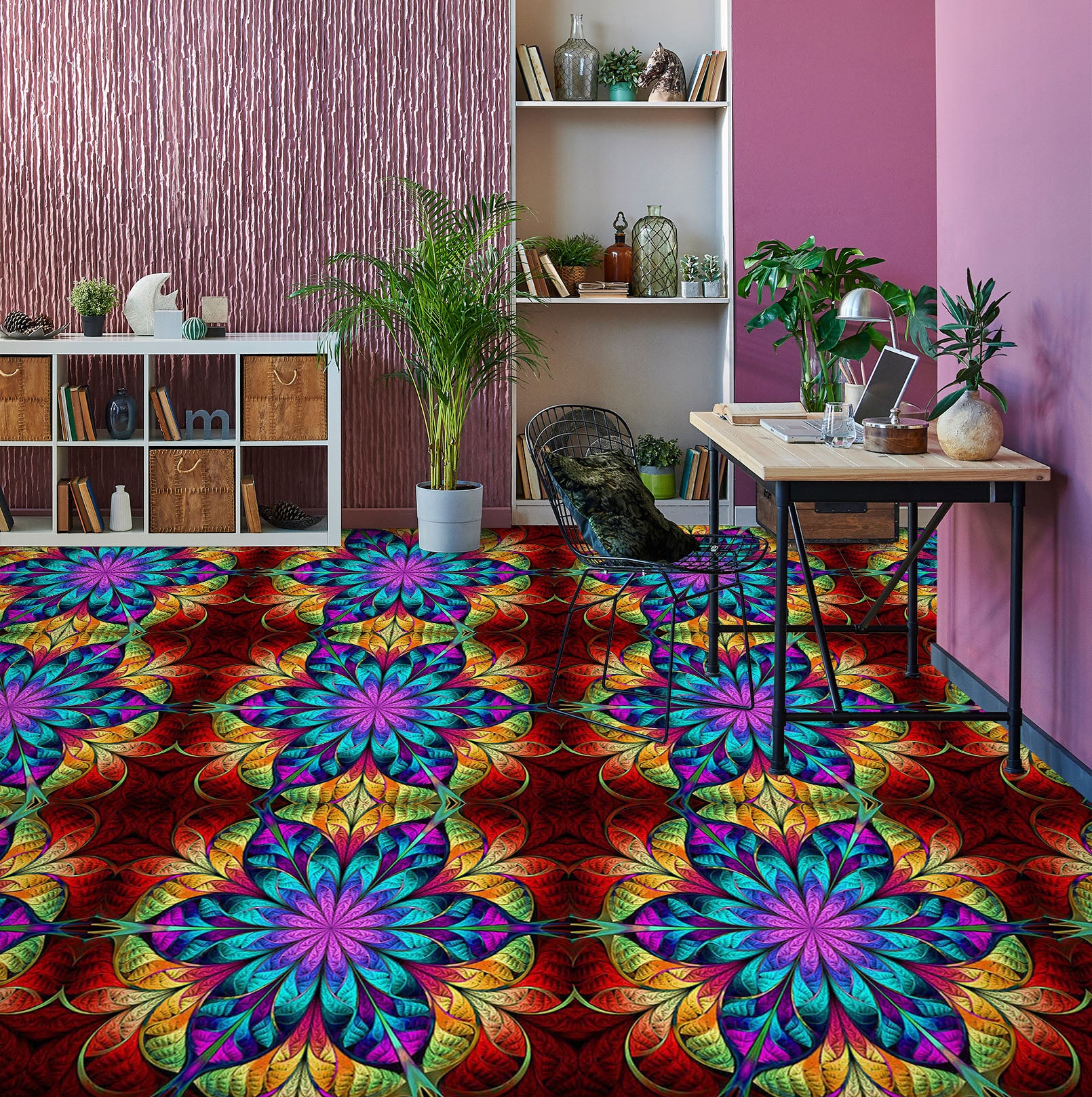 3D Psychedelic Pattern Style 1256 Floor Mural