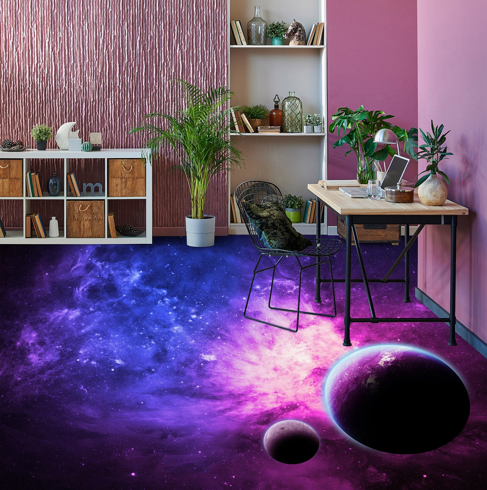 3D Purple Universe And Planet 527 Floor Mural  Wallpaper Murals Rug & Mat Print Epoxy waterproof bath floor