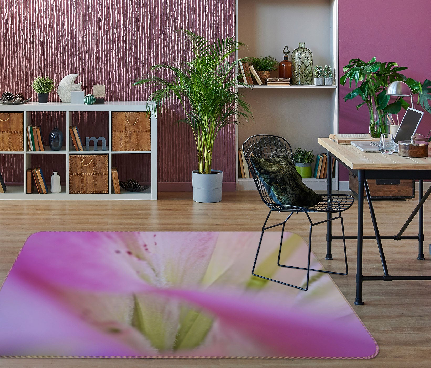 3D Purple Flowers 1106 Kathy Barefield Rug Non Slip Rug Mat