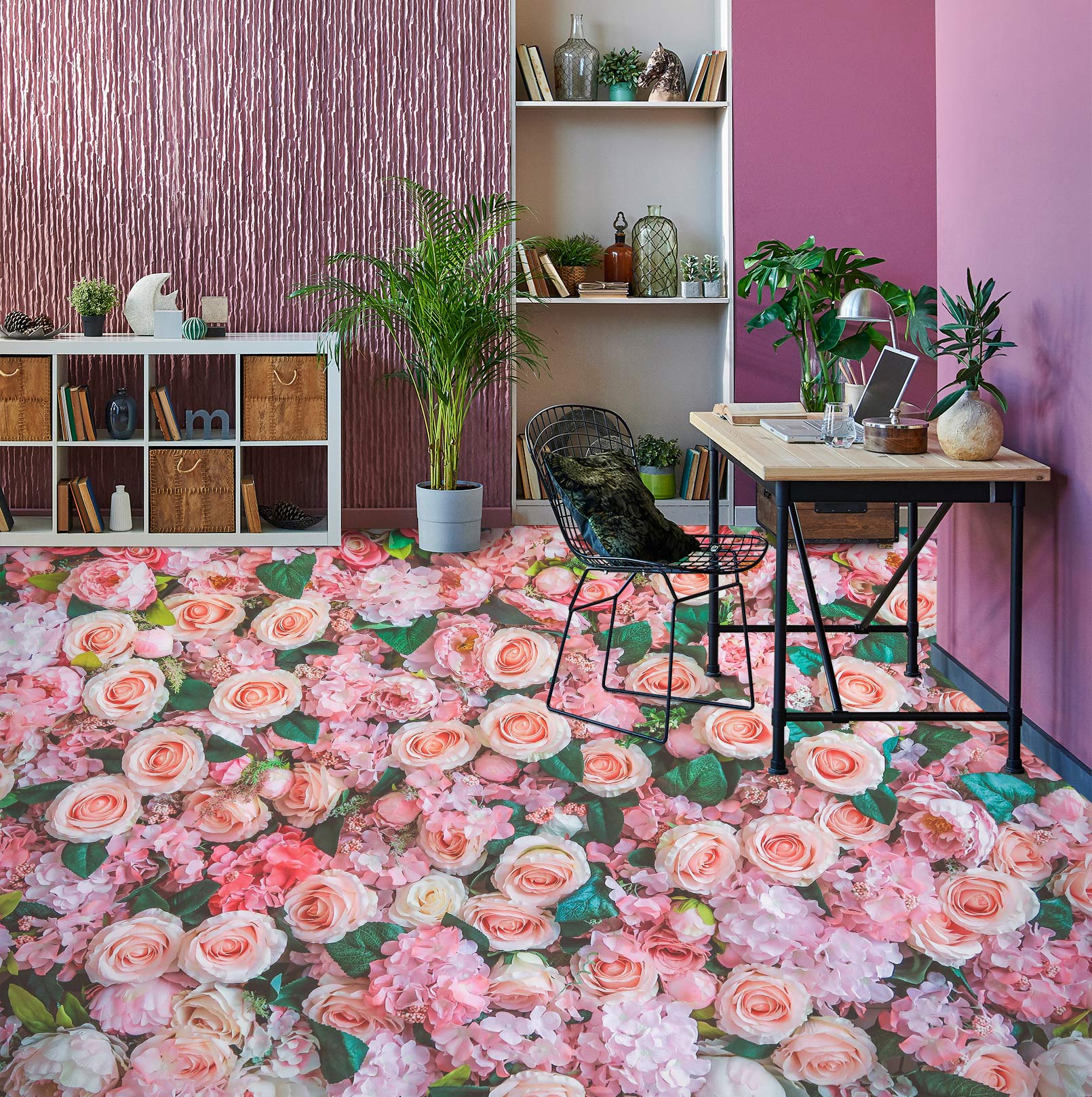 3D Spring Pink Roses 115 Floor Mural  Wallpaper Murals Rug & Mat Print Epoxy waterproof bath floor