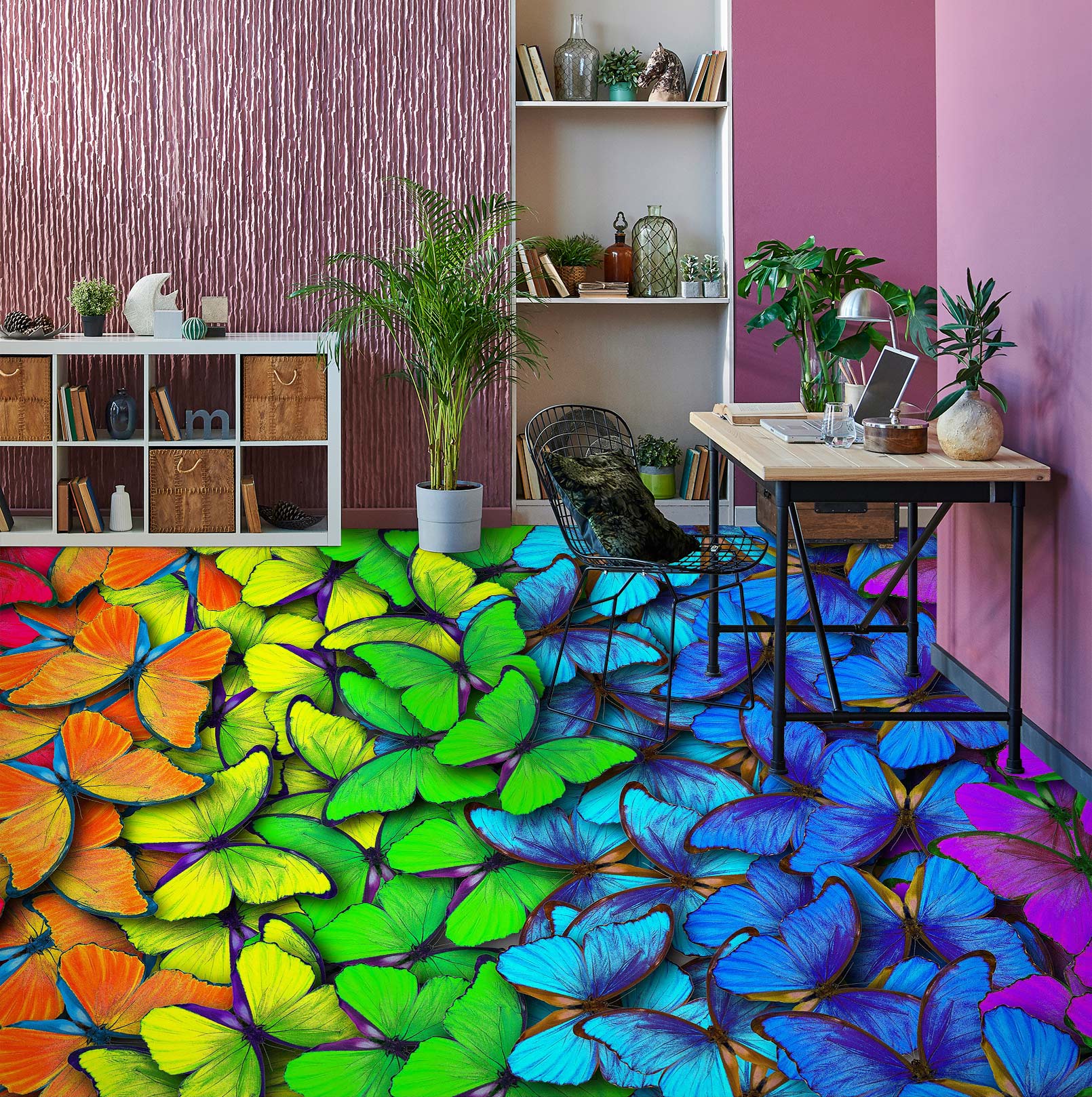 3D Fluorescent Butterflies 685 Floor Mural  Wallpaper Murals Rug & Mat Print Epoxy waterproof bath floor