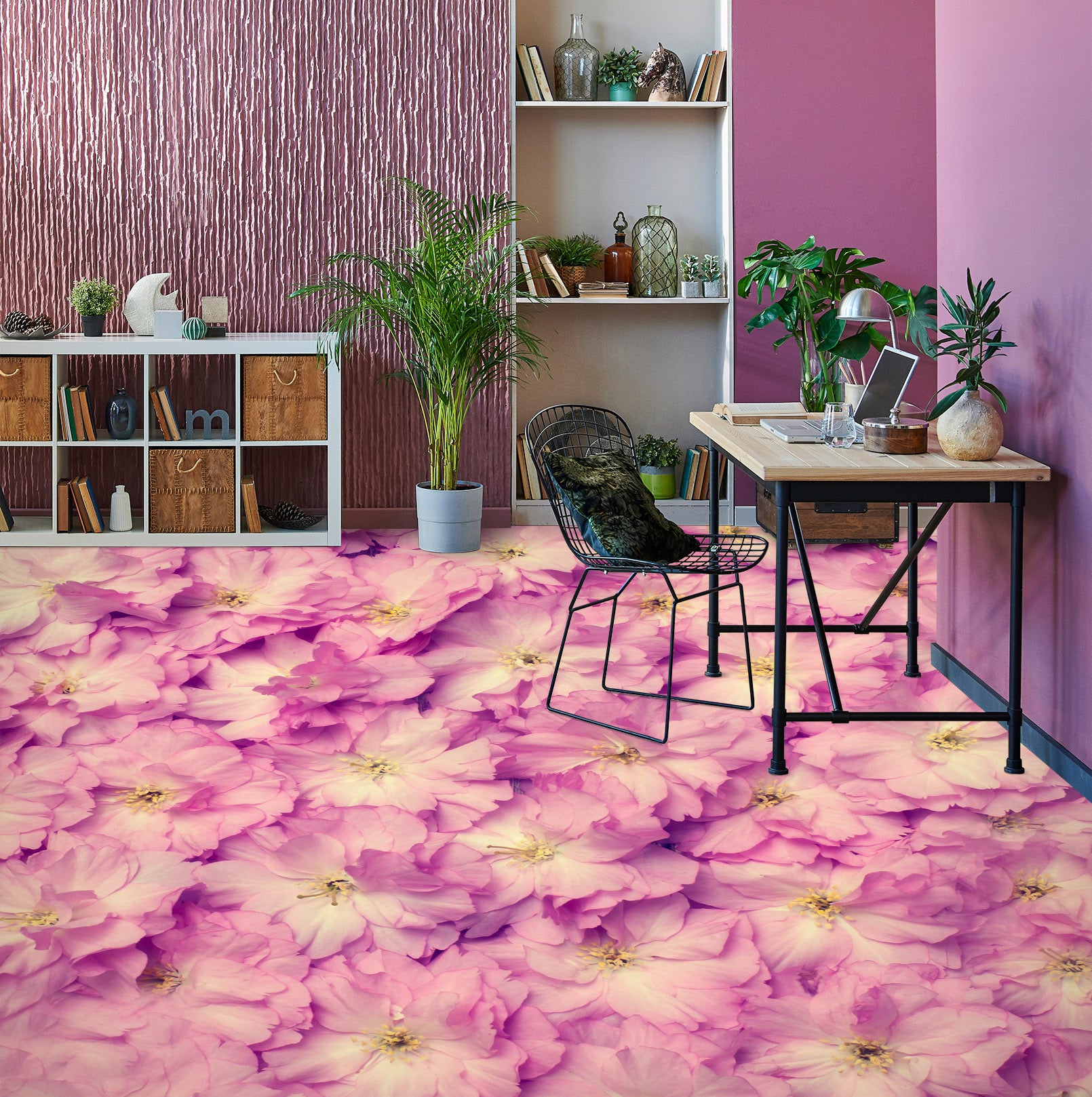 3D Pink Camellia 312 Floor Mural  Wallpaper Murals Rug & Mat Print Epoxy waterproof bath floor