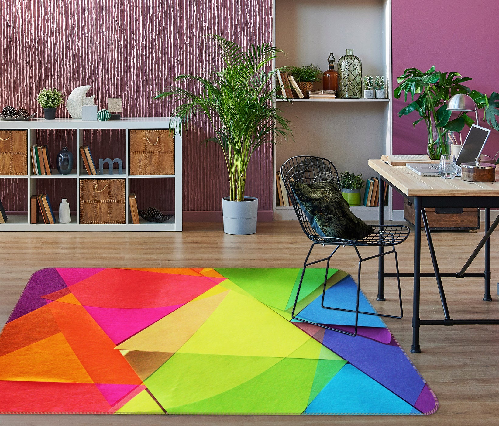 3D Colored Triangle 71025 Shandra Smith Rug Non Slip Rug Mat