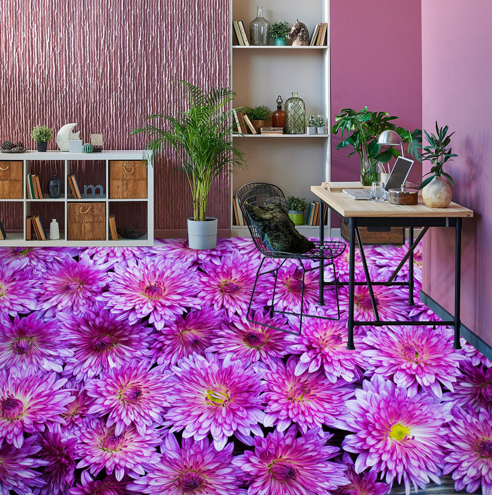 3D Purple Chrysanthemum 382 Floor Mural  Wallpaper Murals Rug & Mat Print Epoxy waterproof bath floor