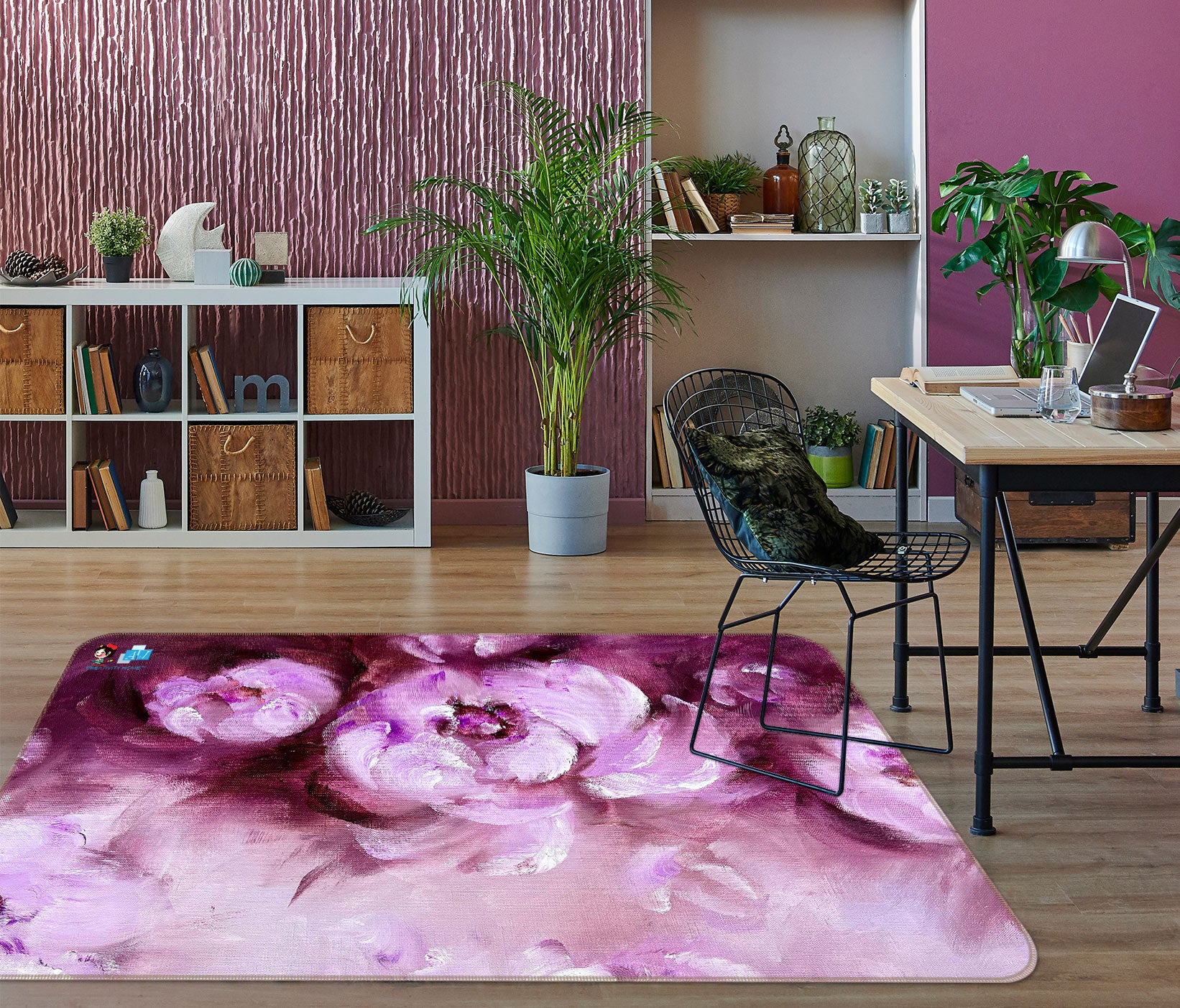 3D Purple Rose 1124 Skromova Marina Rug Non Slip Rug Mat