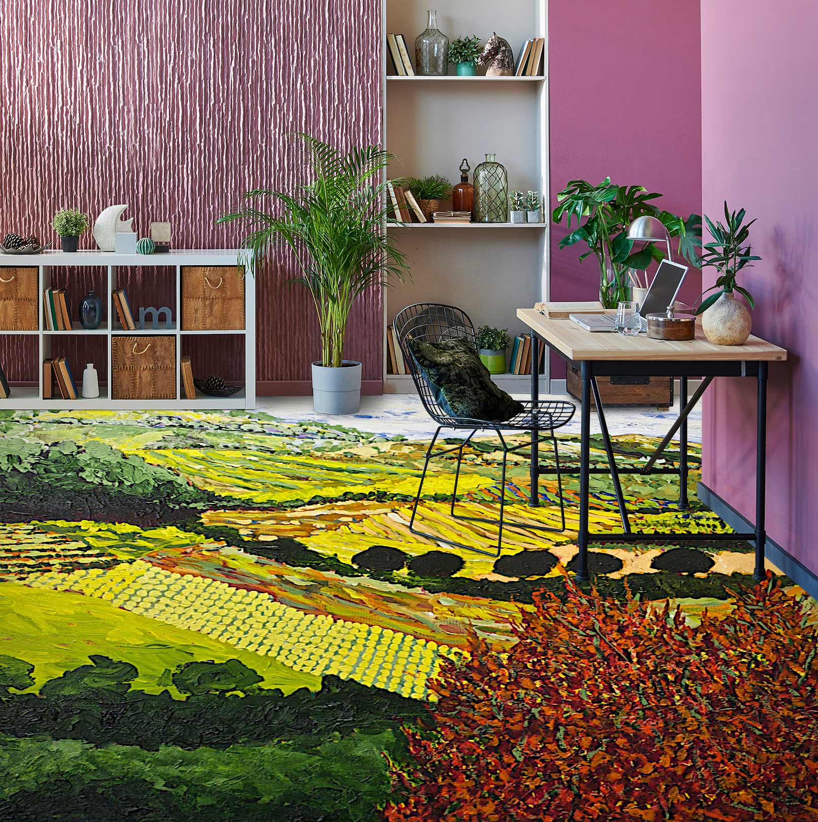 3D Field Red Flowers 9527 Allan P. Friedlander Floor Mural  Wallpaper Murals Self-Adhesive Removable Print Epoxy