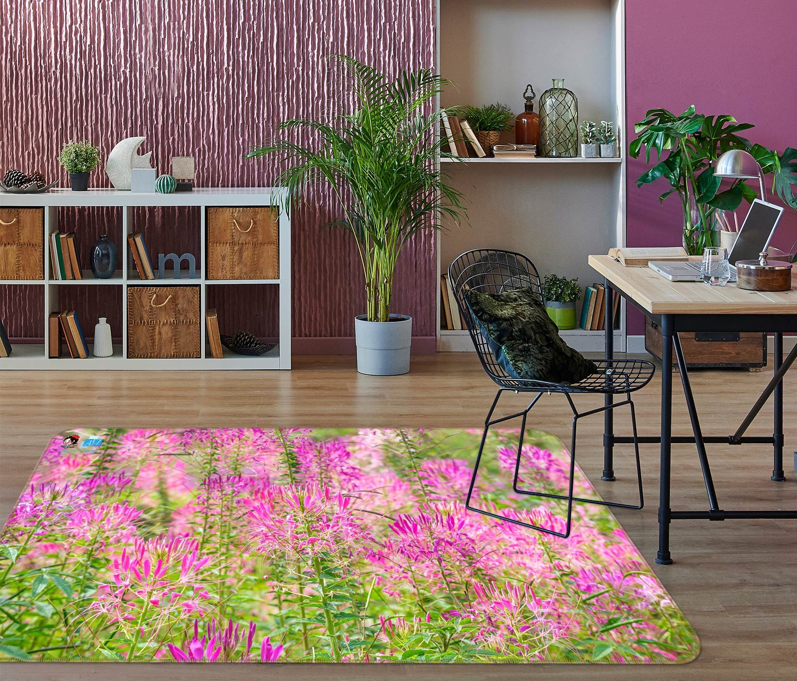 3D Pink Flowers 6867 Assaf Frank Rug Non Slip Rug Mat