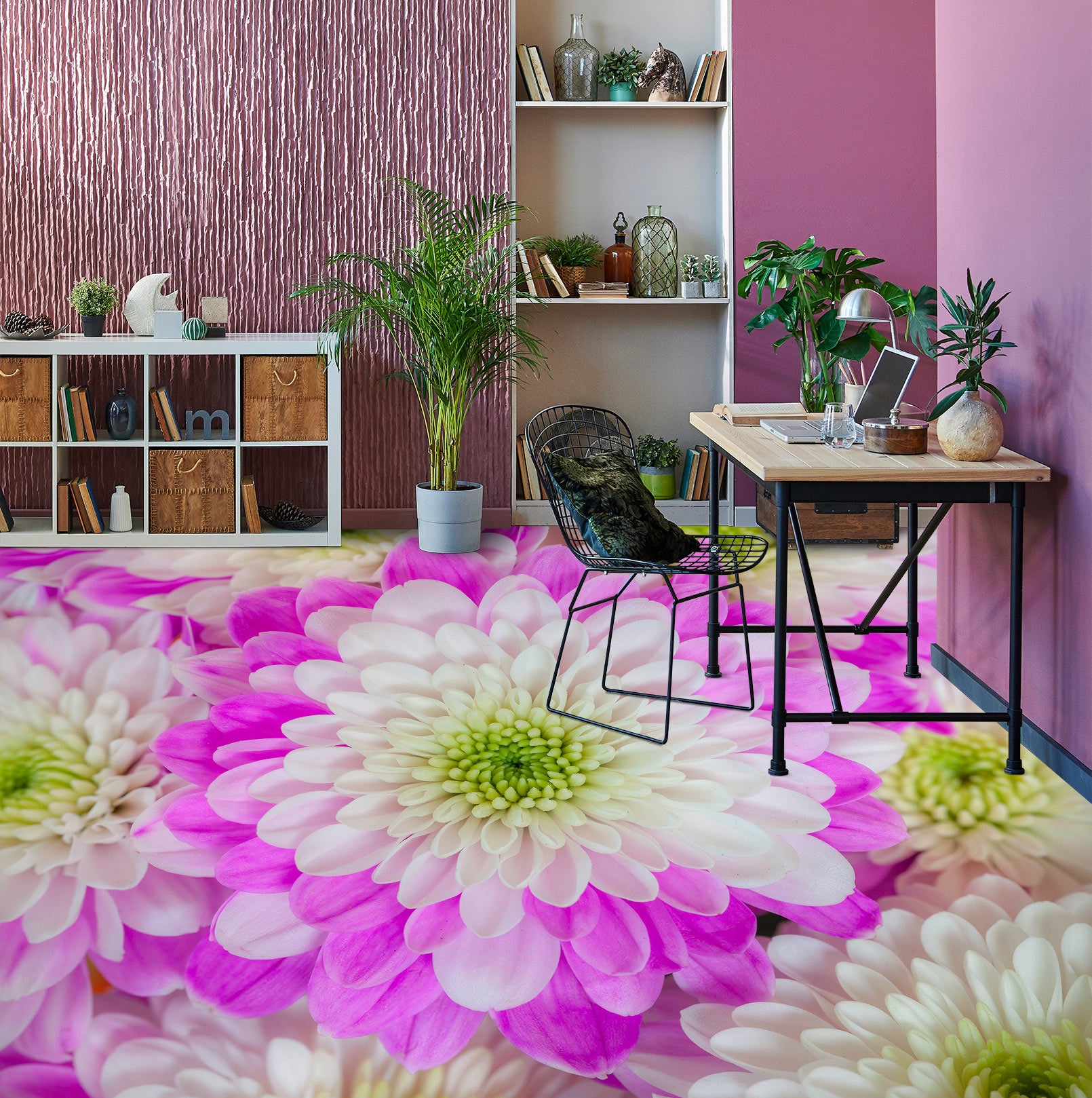 3D White Purple Chrysanthemum 9866 Assaf Frank Floor Mural  Wallpaper Murals Self-Adhesive Removable Print Epoxy