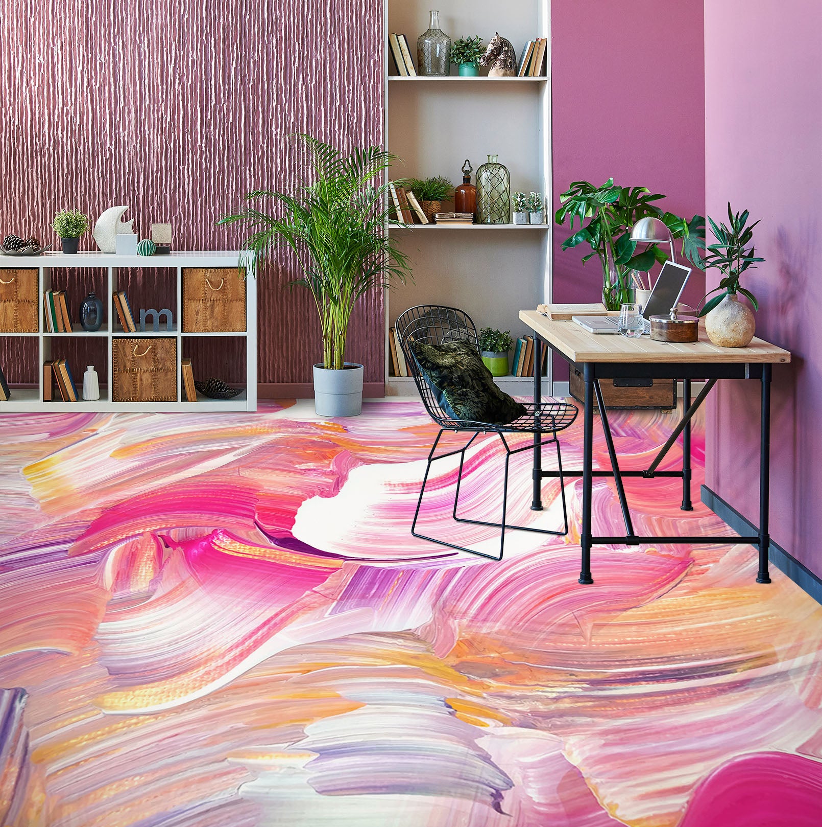 3D Pink Oil Painting 1270 Floor Mural  Wallpaper Murals Self-Adhesive Removable Print Epoxy