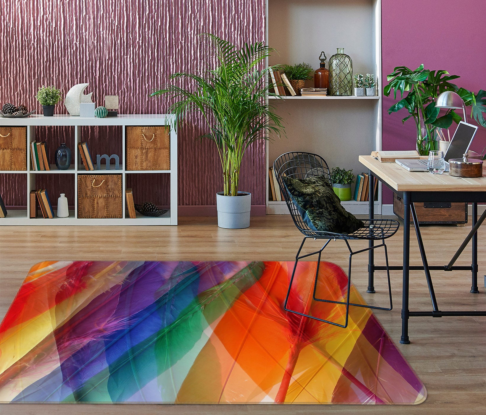 3D Colored Feathers 71005 Shandra Smith Rug Non Slip Rug Mat