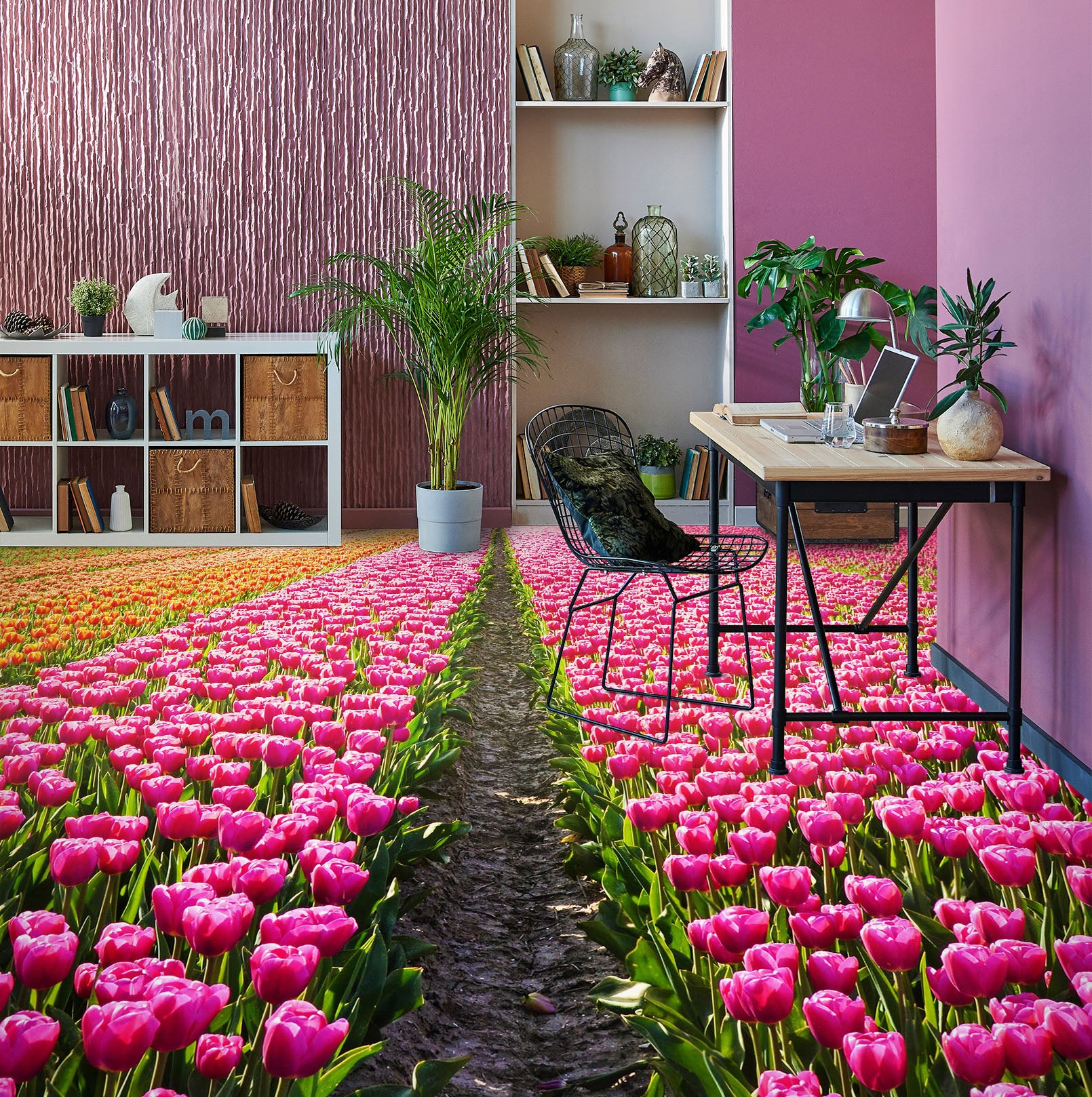 3D Full-bodied Tulips 1212 Floor Mural  Wallpaper Murals Self-Adhesive Removable Print Epoxy