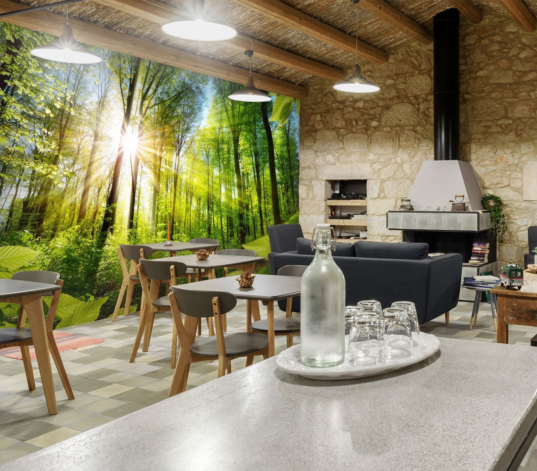 3D Forest Sun 20 Wall Murals Wallpaper AJ Wallpaper 2 