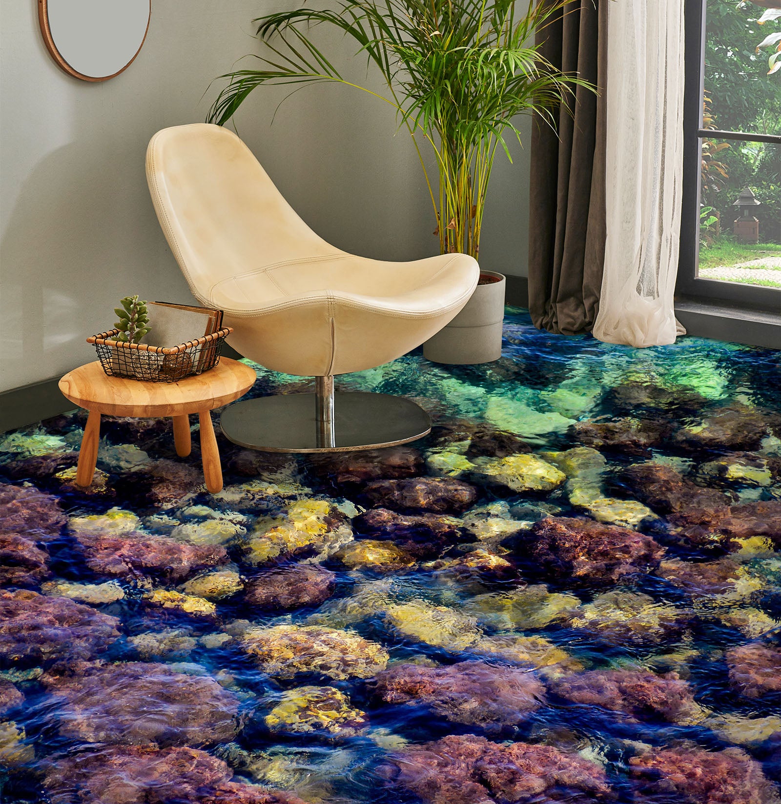 3D Purple Ocean Stones 063 Floor Mural  Wallpaper Murals Rug & Mat Print Epoxy waterproof bath floor