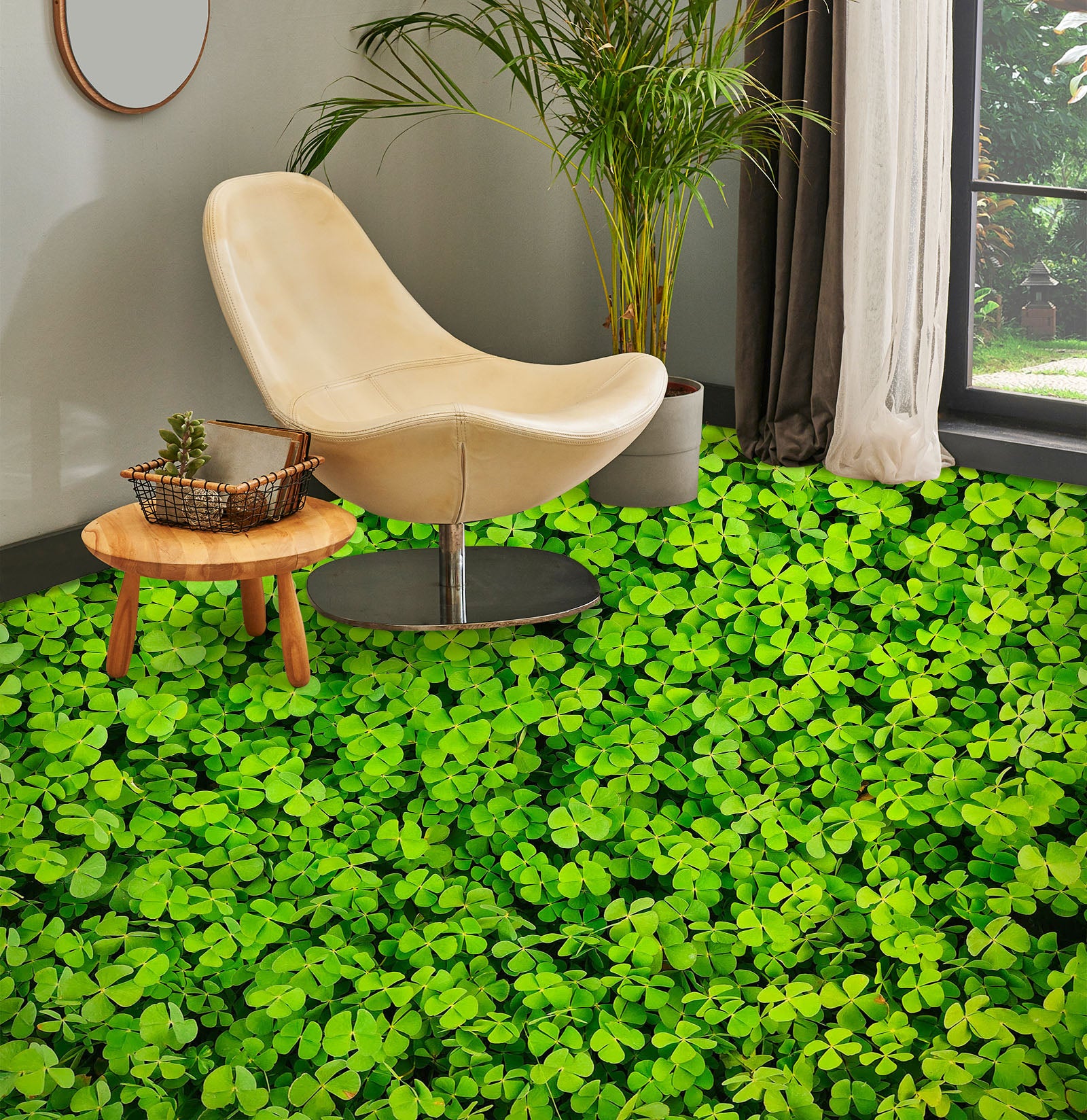 3D Lucky Four-leaf Clover 256 Floor Mural  Wallpaper Murals Rug & Mat Print Epoxy waterproof bath floor