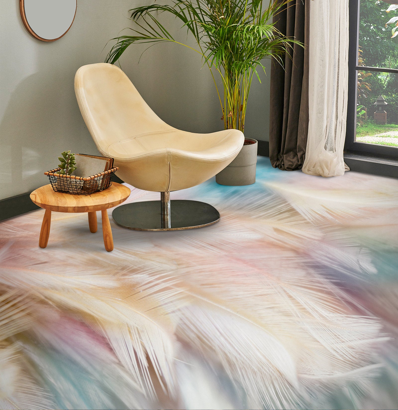 3D Soft Colorful Feathers 1124 Floor Mural  Wallpaper Murals Self-Adhesive Removable Print Epoxy