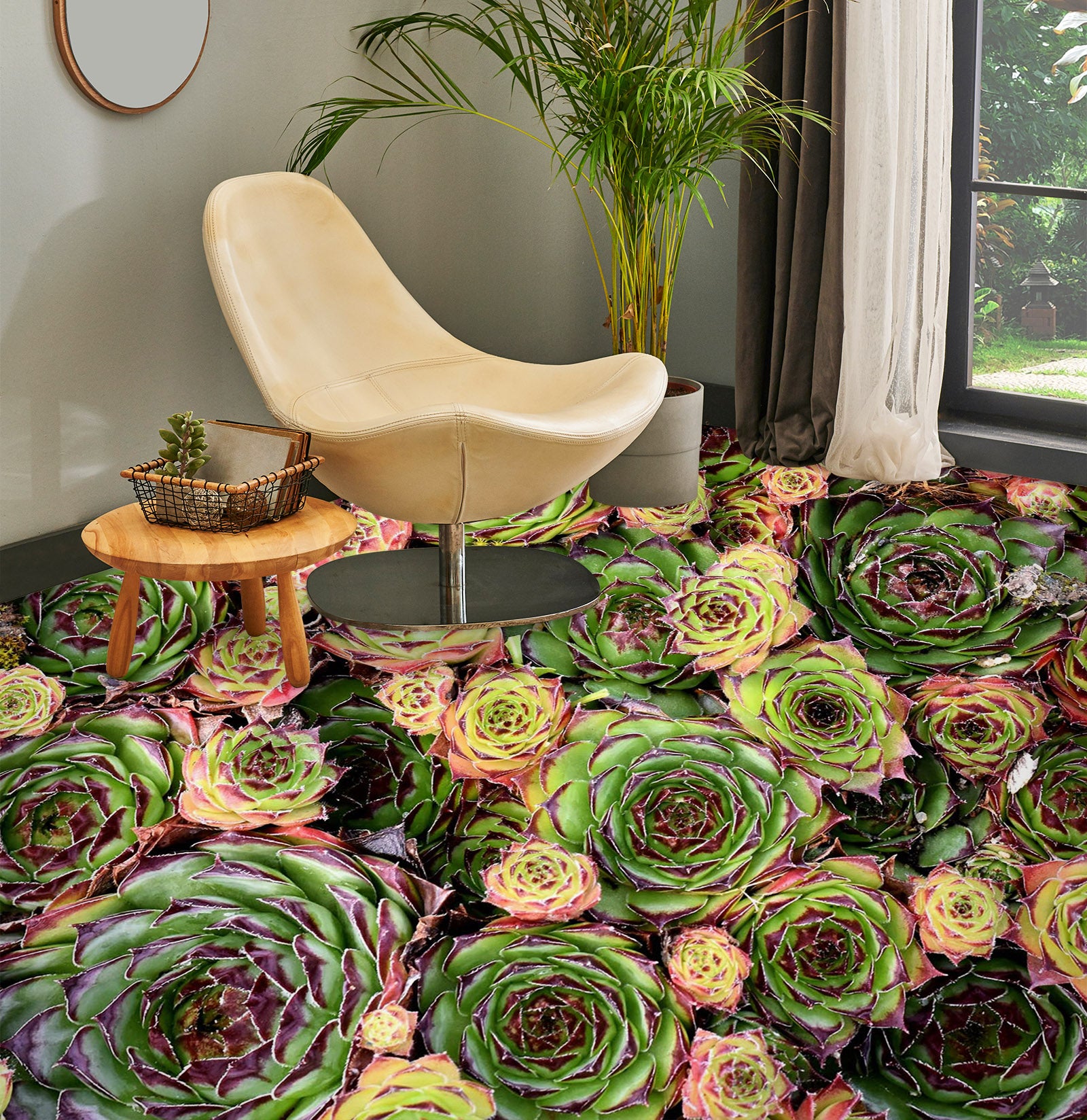 3D Lush Succulent Flowers 374 Floor Mural  Wallpaper Murals Rug & Mat Print Epoxy waterproof bath floor